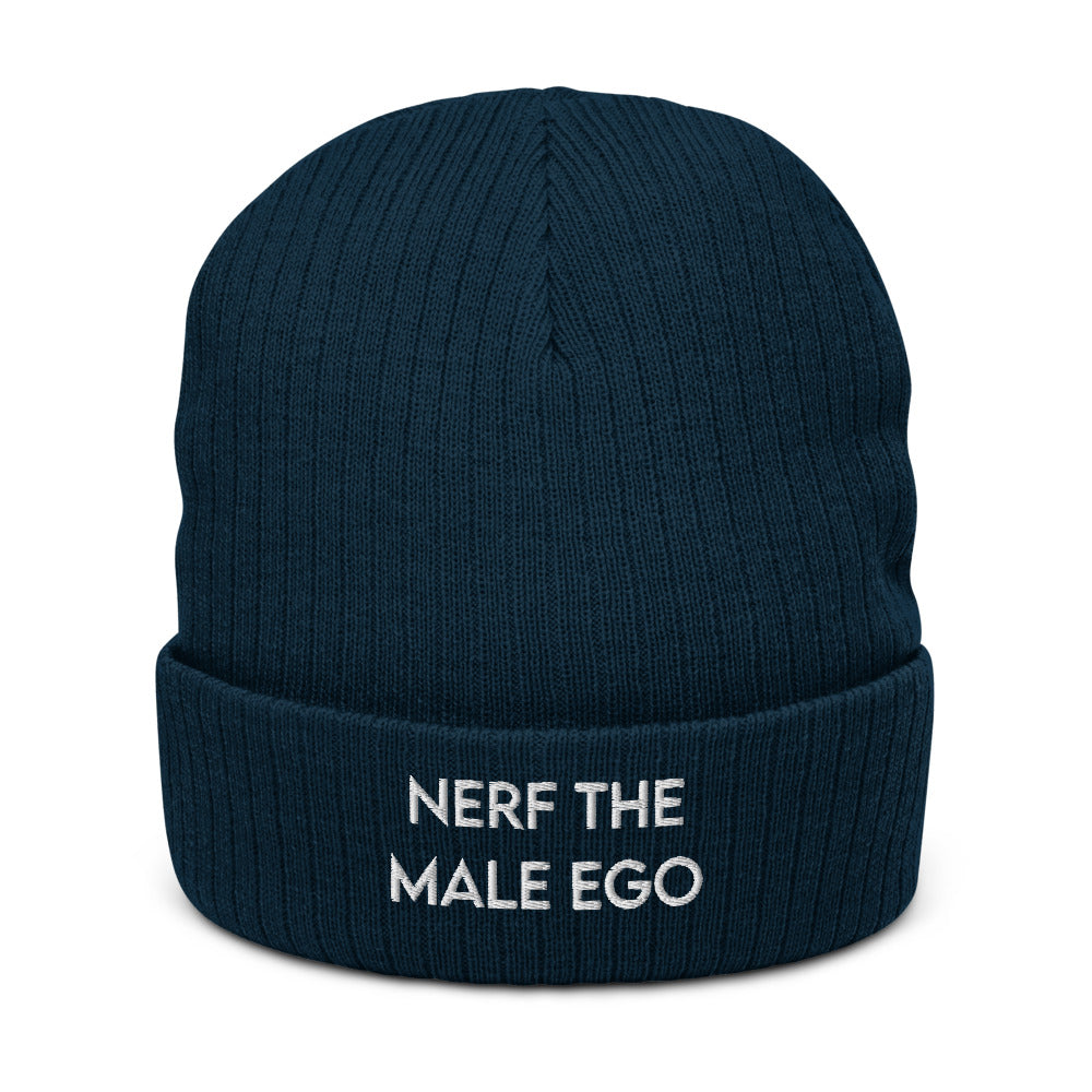 Nerf the Male Ego | Recycled cuffed beanie Threads and Thistles Inventory Navy