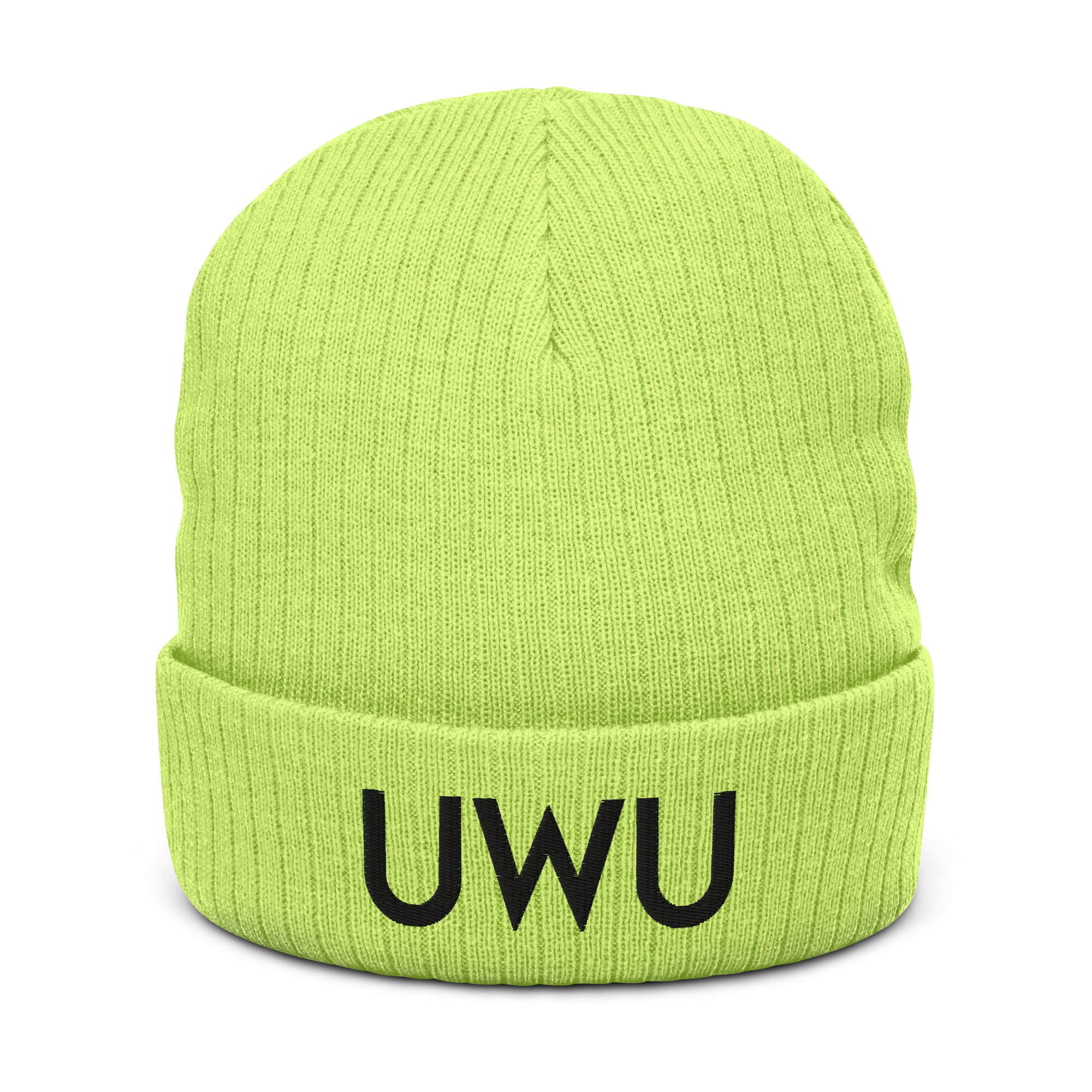 UWU | Recycled cuffed beanie Threads and Thistles Inventory Acid Green