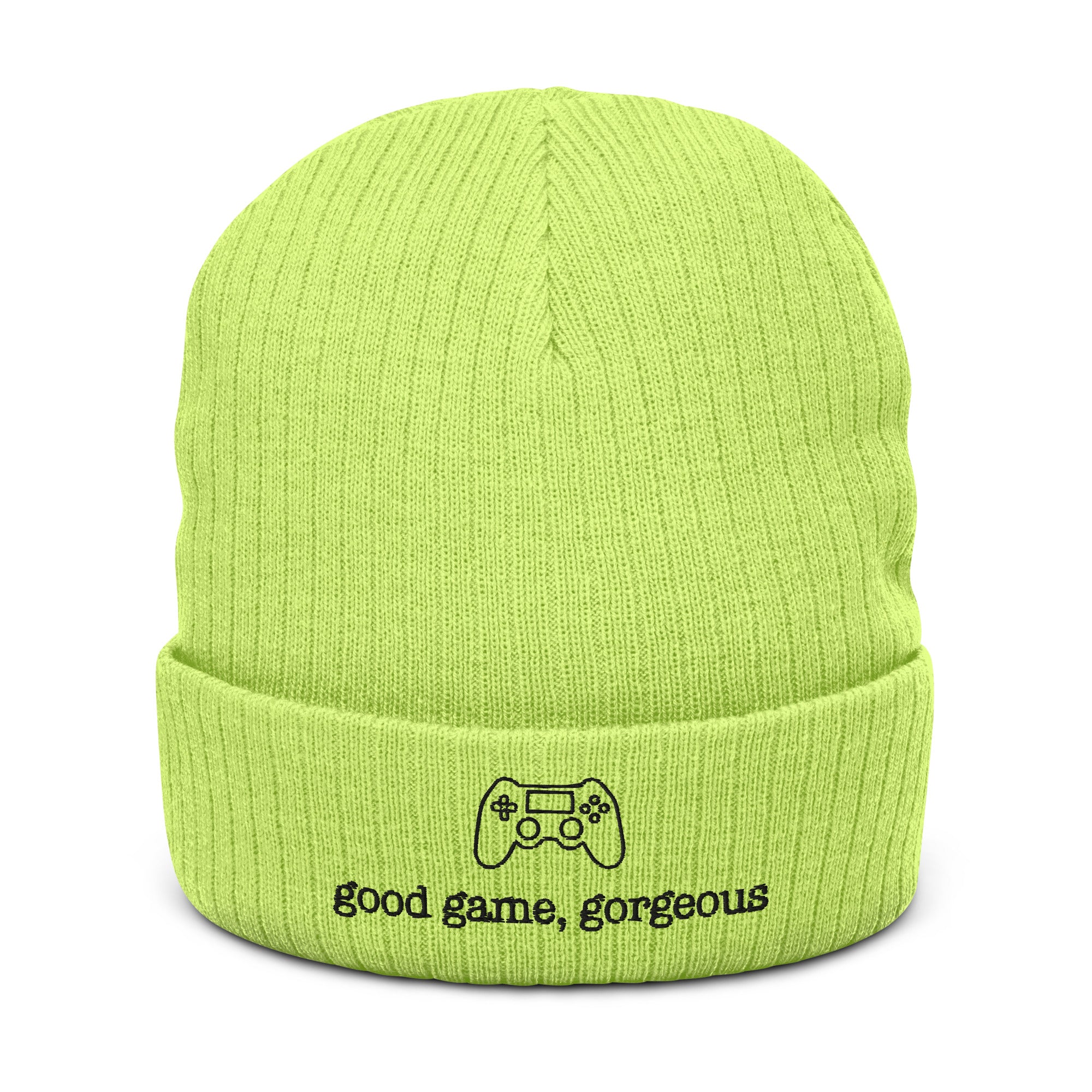 Good Game, Gorgeous | Recycled cuffed beanie Threads and Thistles Inventory Acid Green