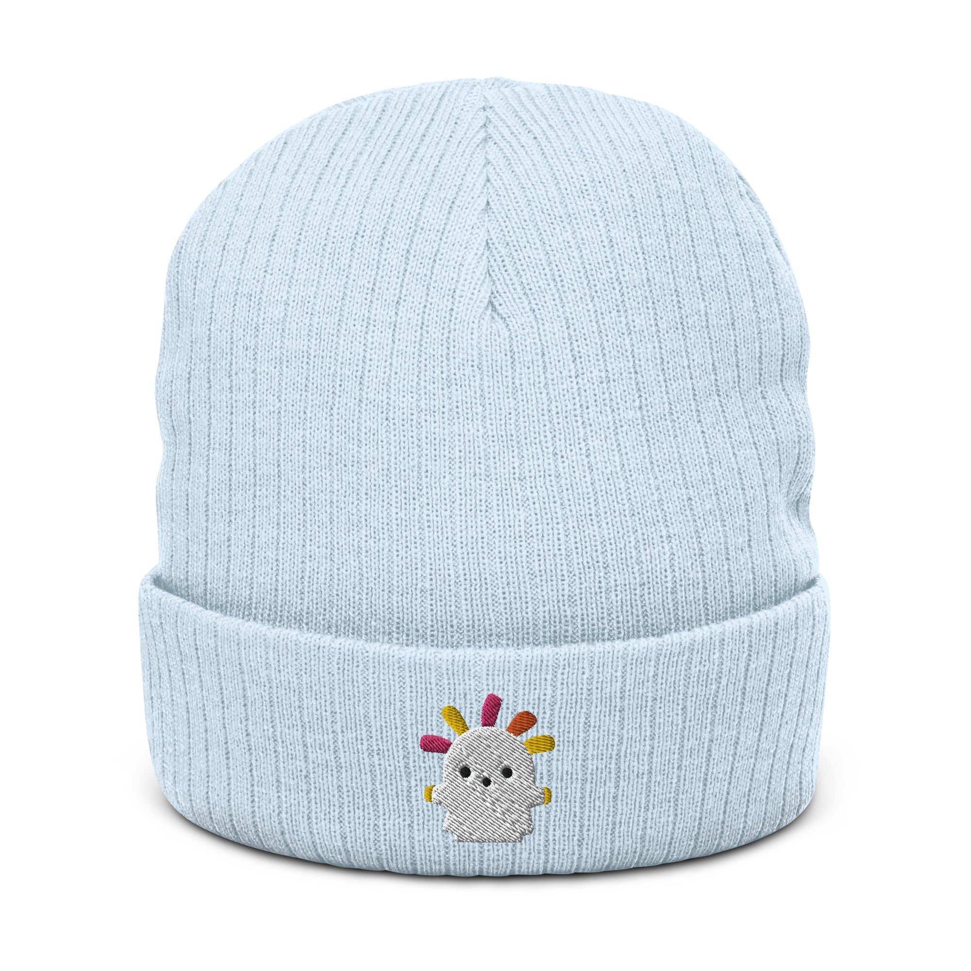 Squeakoid | Ribbed knit beanie | Animal Crossing Threads and Thistles Inventory Light Blue