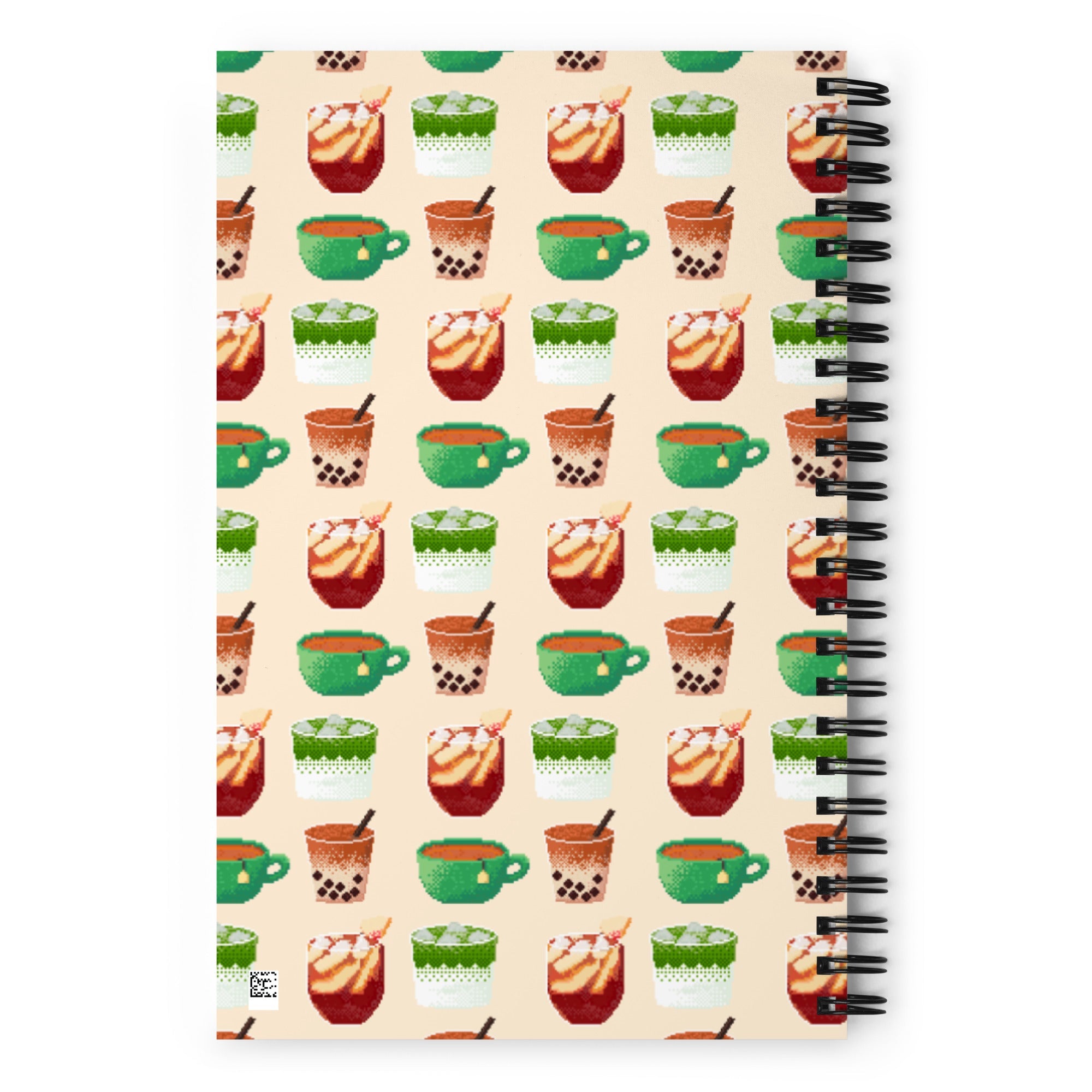 Pixelated Tea | Spiral notebook | Cozy Gamer Threads and Thistles Inventory