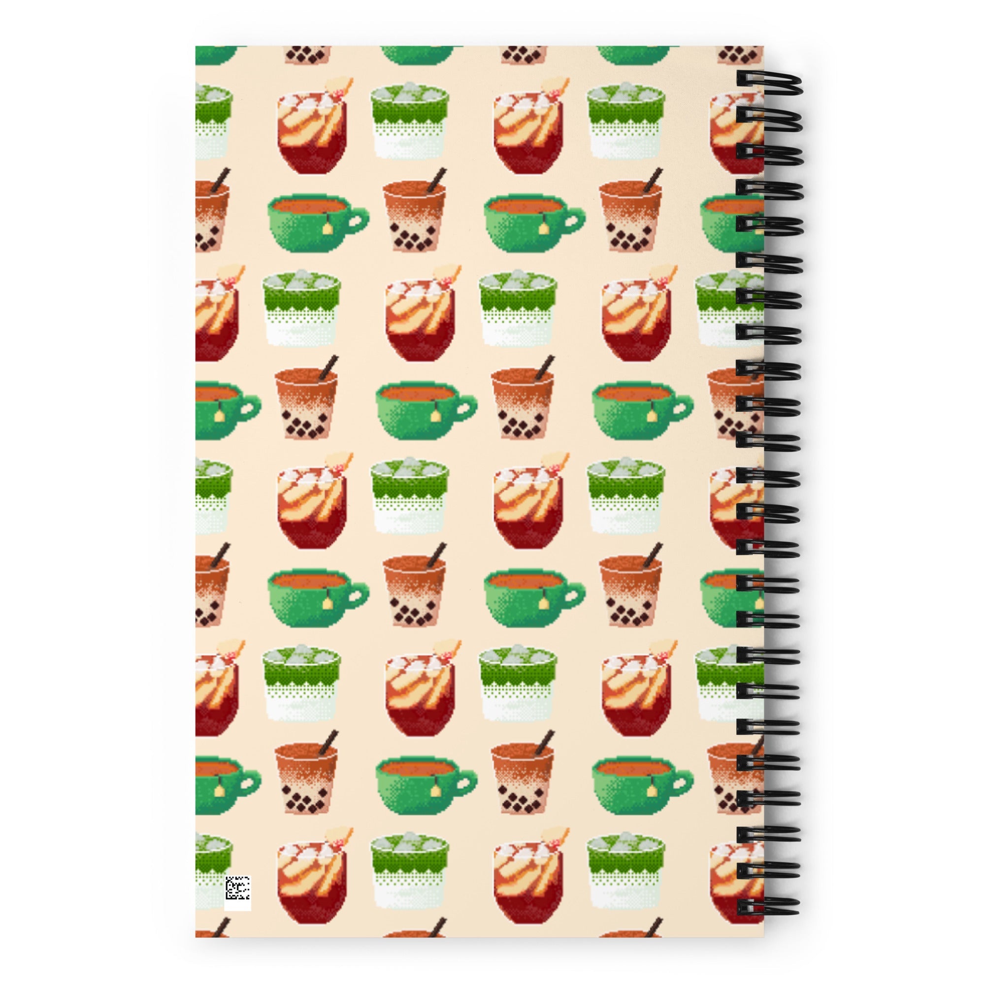 Pixelated Tea | Spiral notebook | Cozy Gamer Threads and Thistles Inventory 