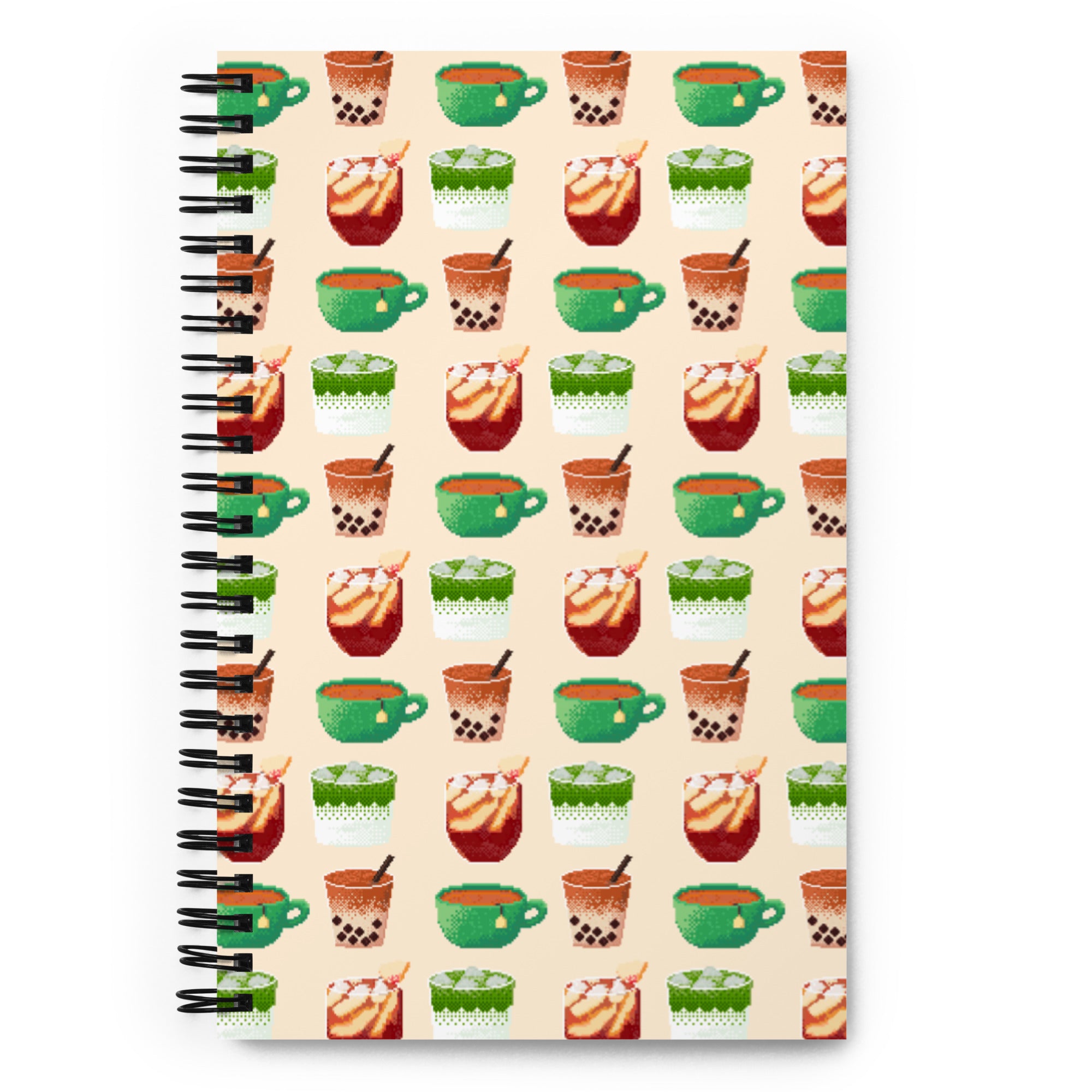 Pixelated Tea | Spiral notebook | Cozy Gamer Threads and Thistles Inventory