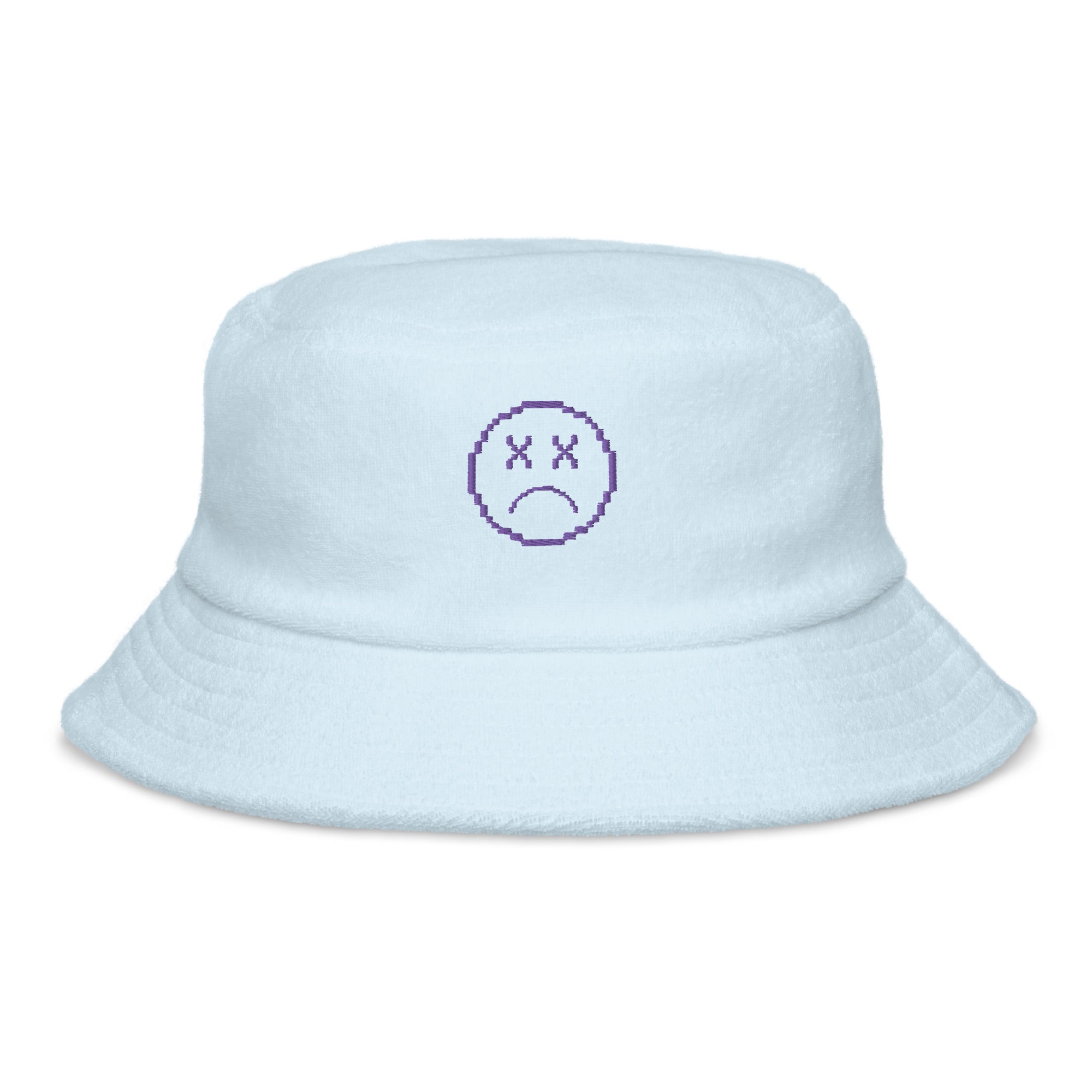 Game Over Smiley | Terry cloth bucket hat Threads and Thistles Inventory Light Blue