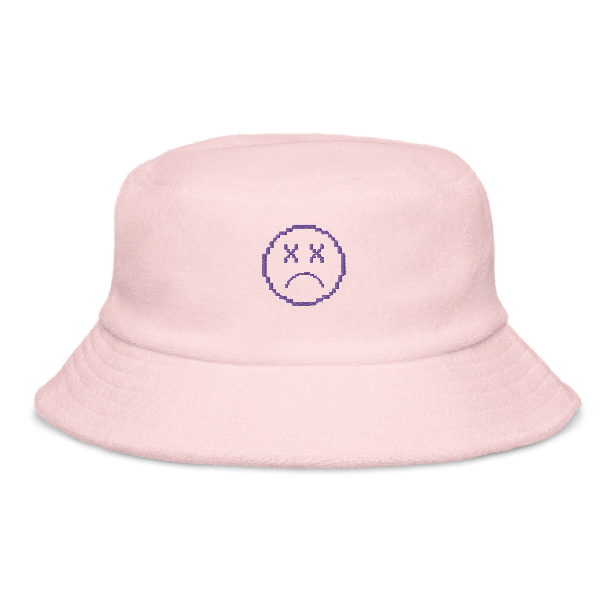 Game Over Smiley | Terry cloth bucket hat Threads and Thistles Inventory Light Pink