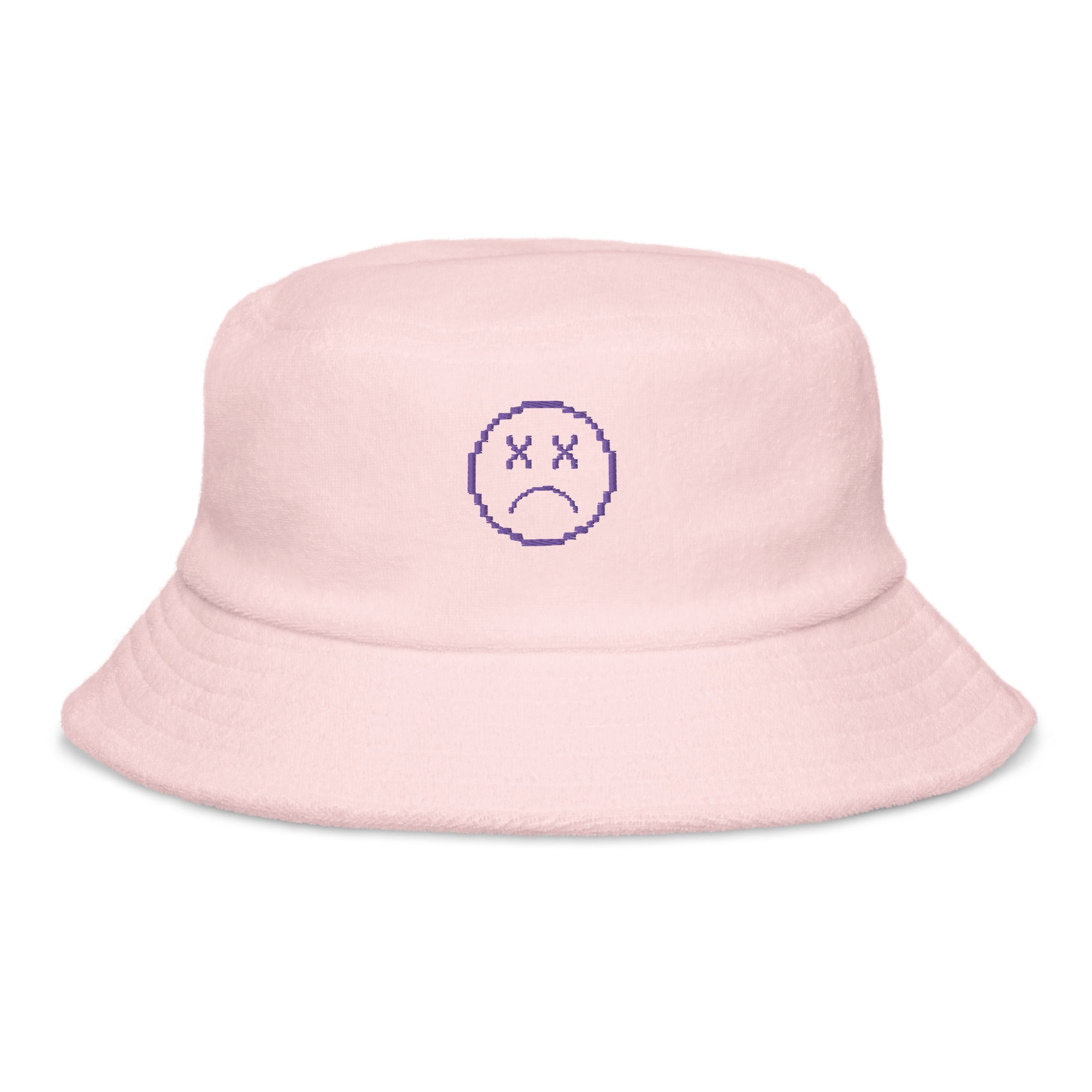 Game Over Smiley | Terry cloth bucket hat Threads and Thistles Inventory Light Pink 