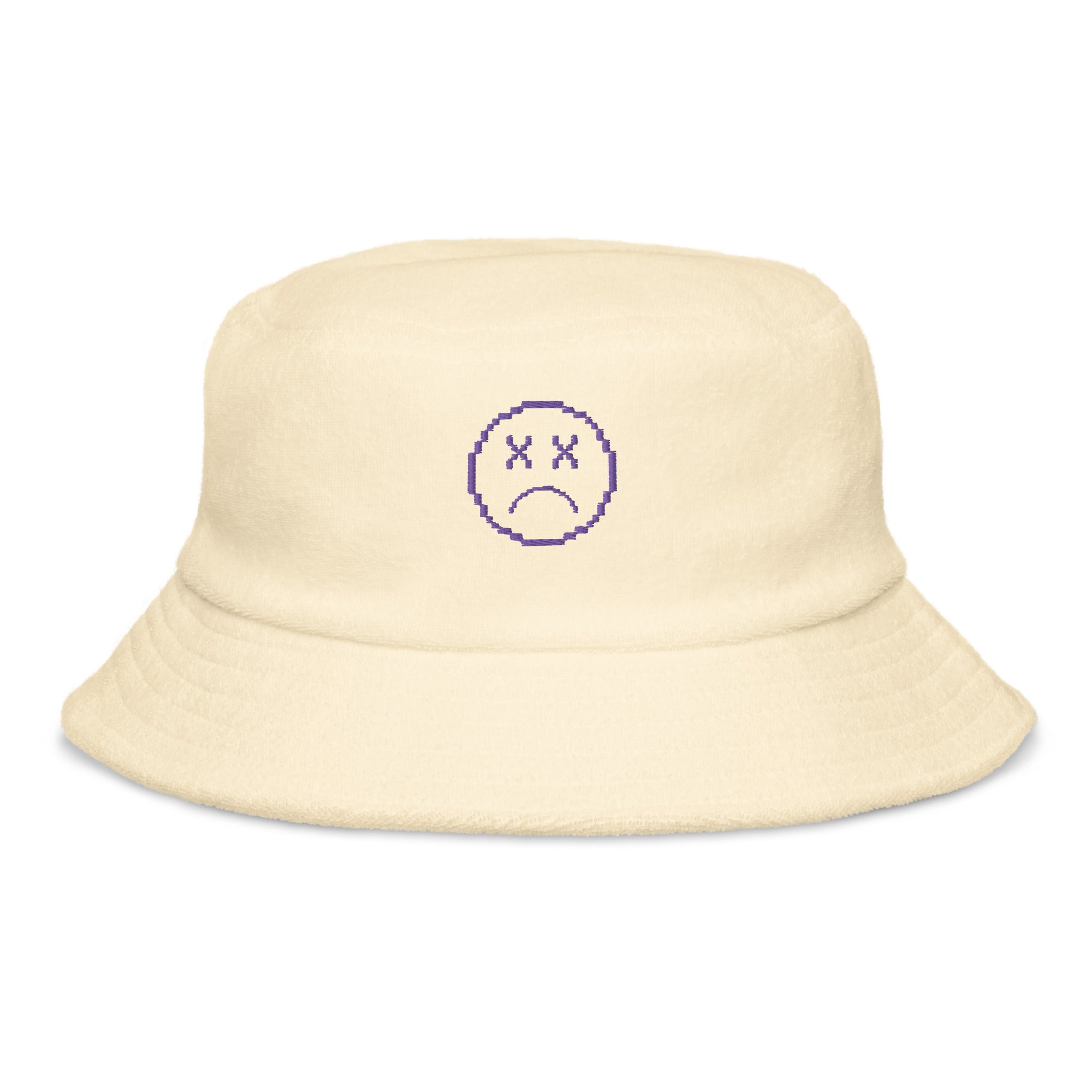 Game Over Smiley | Terry cloth bucket hat Threads and Thistles Inventory Light Yellow