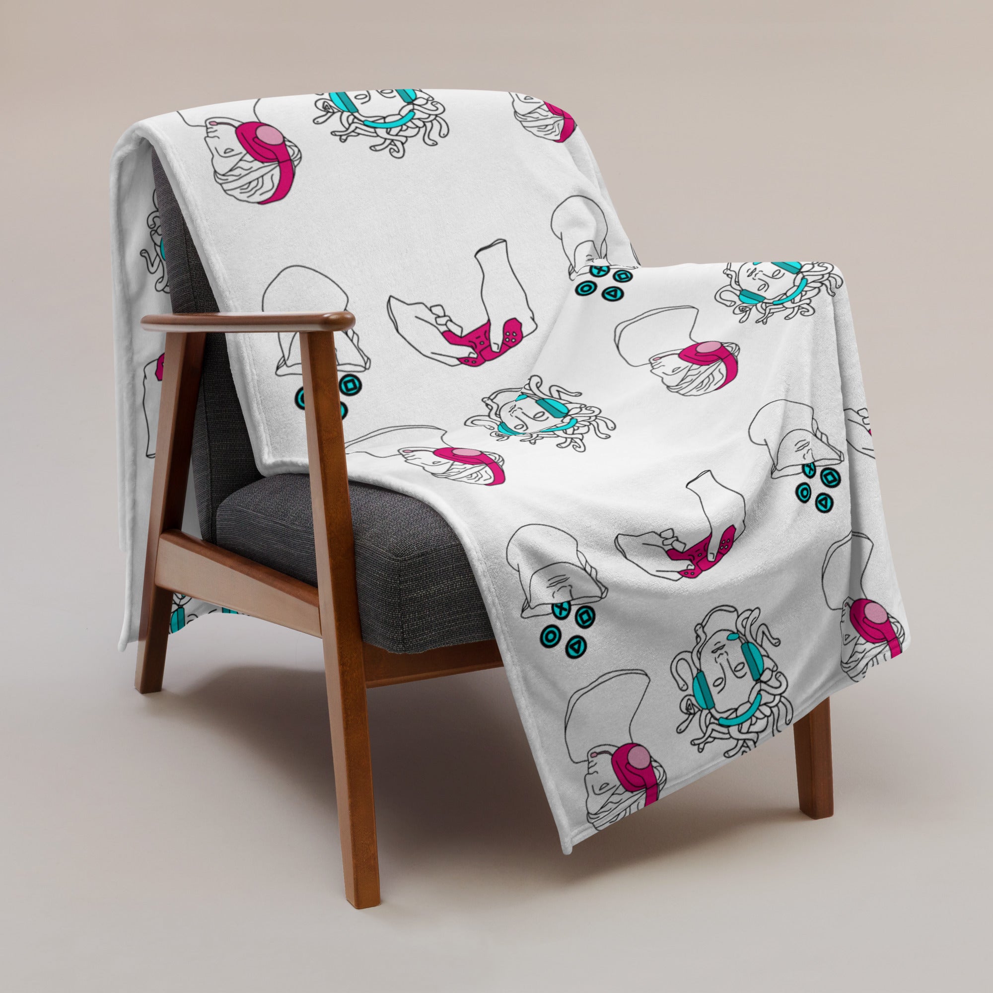 Gamer Statues | 60x80 Throw Blanket | Feminist Gamer Blankets Threads and Thistles Inventory