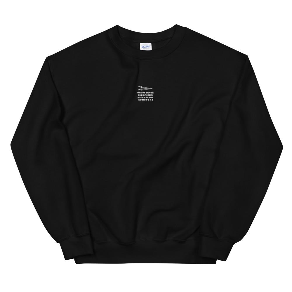 Both are for Monsters | Embroidered Unisex Sweatshirt | The Witcher Threads and Thistles Inventory Black S