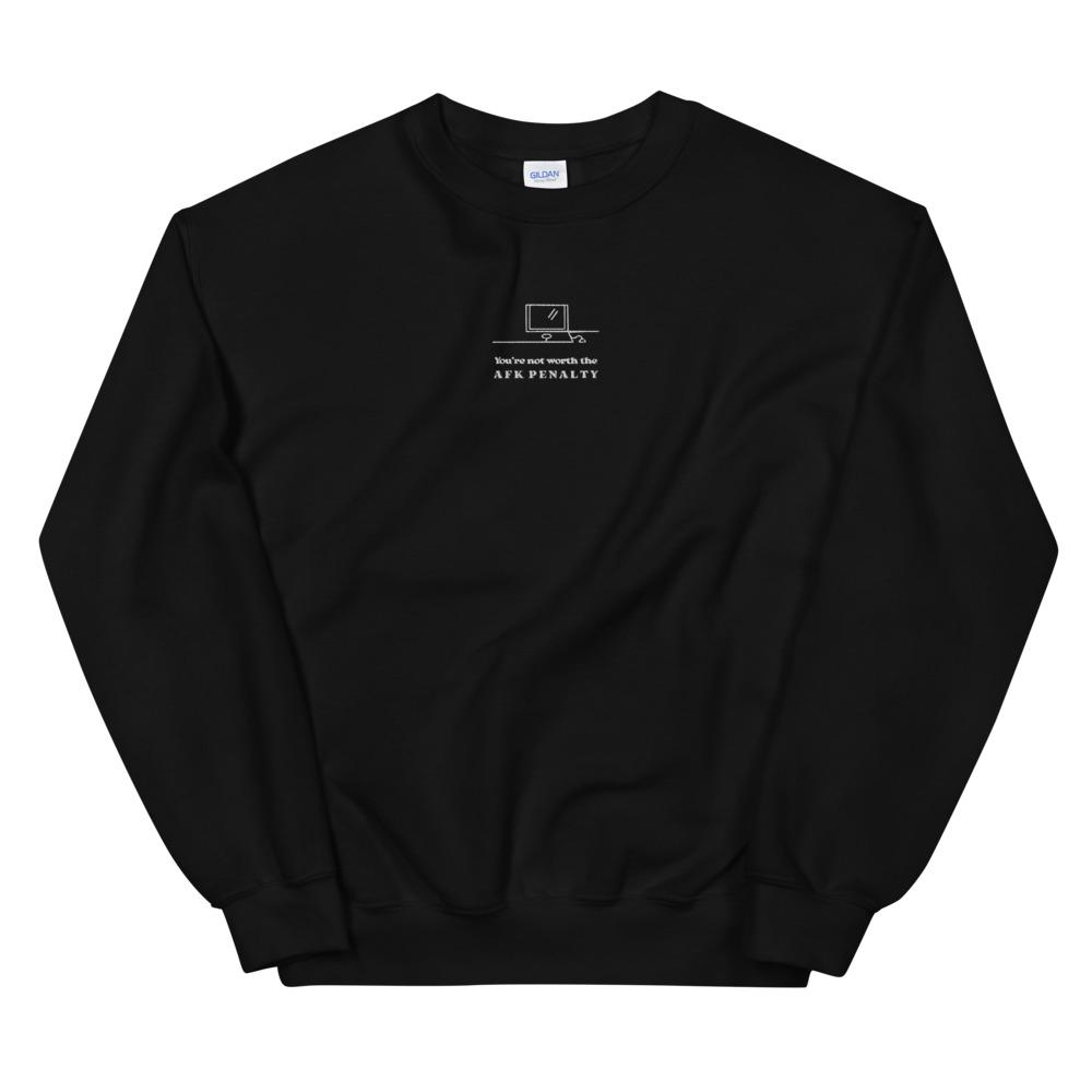 AFK Penalty | Embroidered Unisex Sweatshirt | FPS/TPS Threads and Thistles Inventory Black S