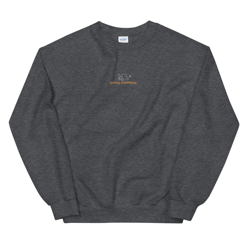 Igloo Going Clubbing | EMbroideredUnisex Sweatshirt | Club Penguin Threads and Thistles Inventory Dark Heather S 
