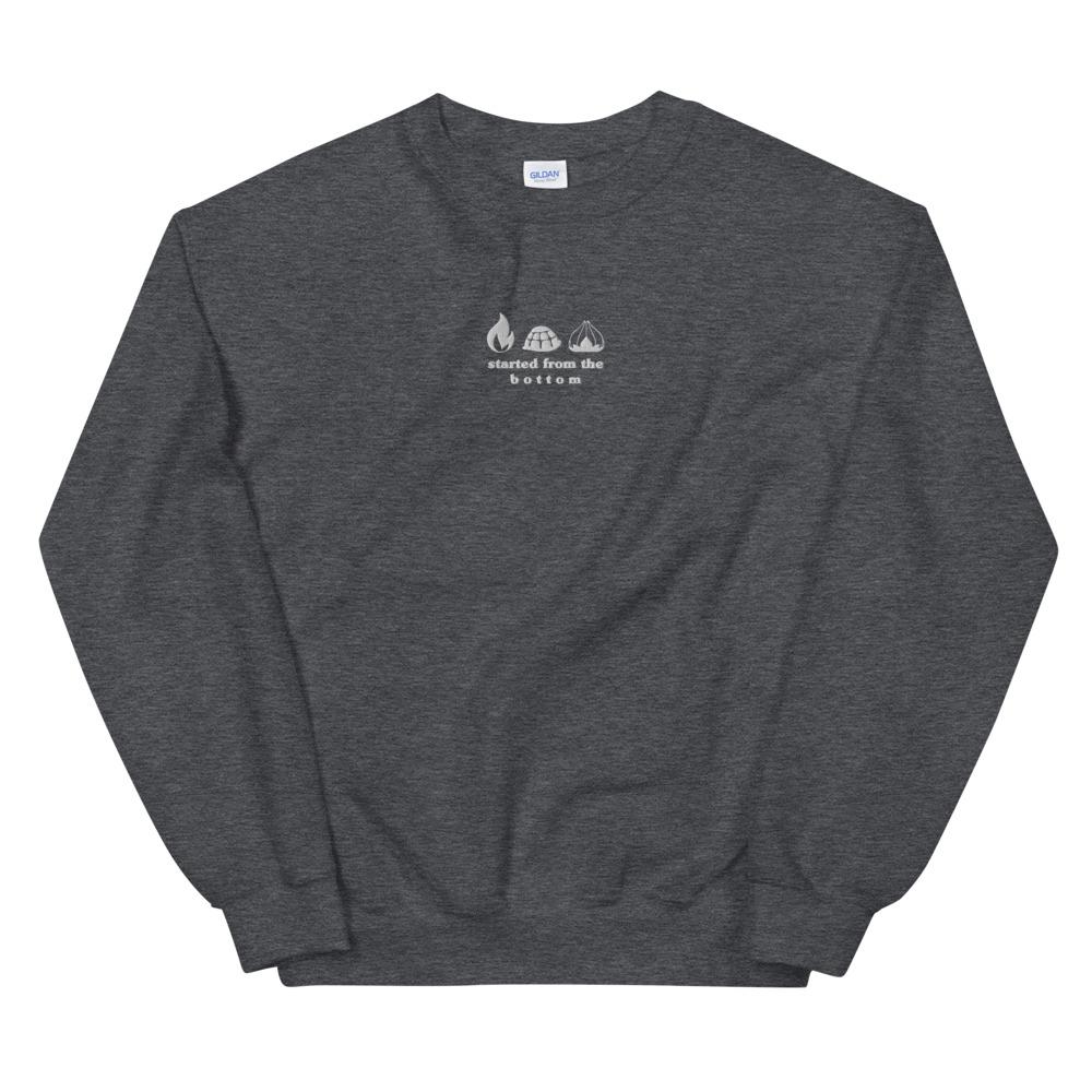 Started from the Bottom | Embroidered Unisex Sweatshirt | Pokemon Threads and Thistles Inventory Dark Heather S