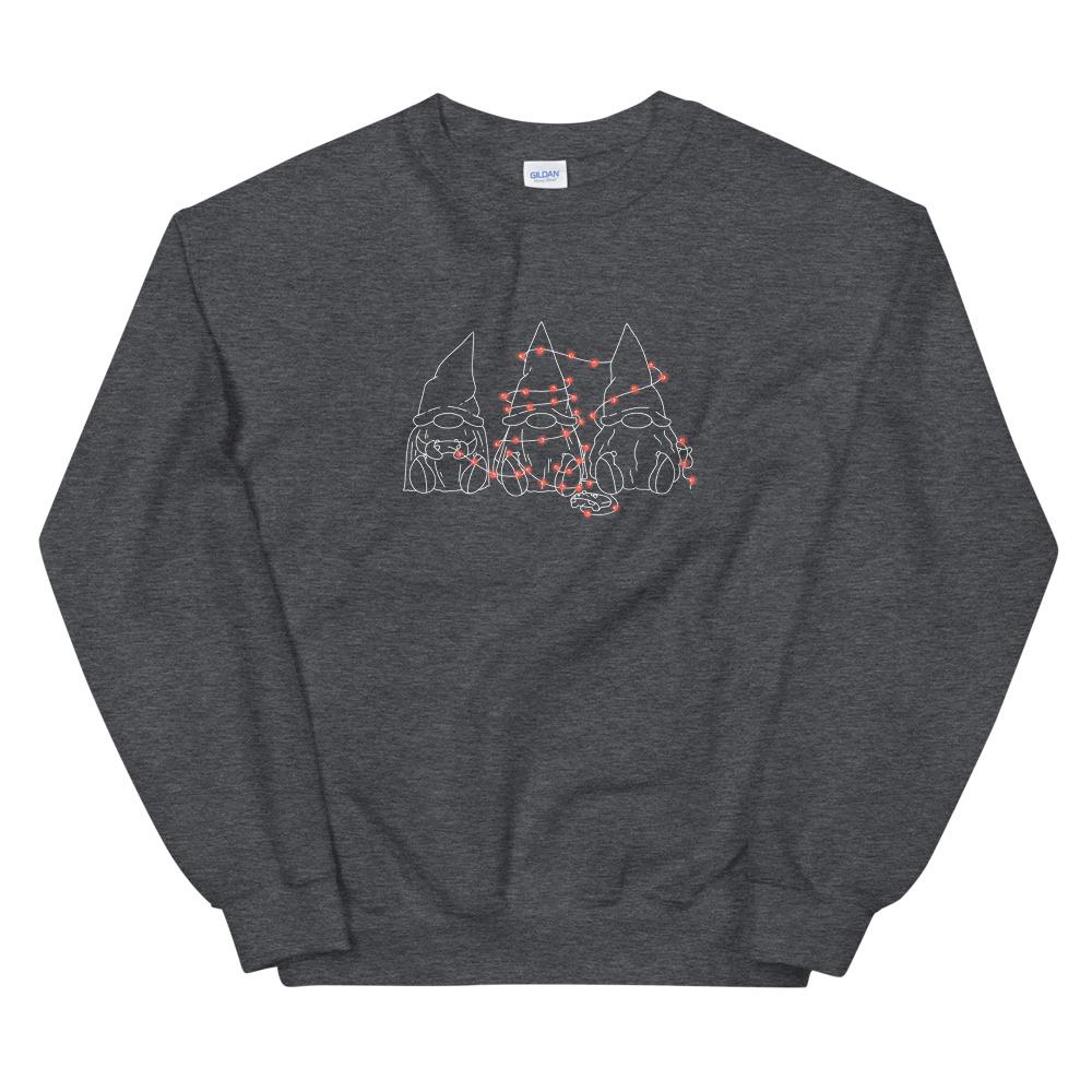 Gamer Gnome Christmas | Seasonal Unisex Sweatshirt Threads and Thistles Inventory Dark Heather S