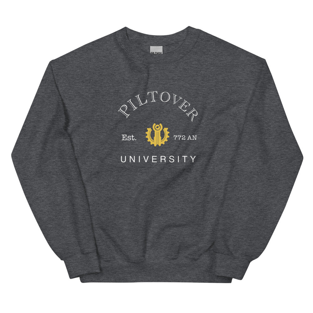 Piltover University | Unisex Sweatshirt | League of Legends Threads and Thistles Inventory Dark Heather S