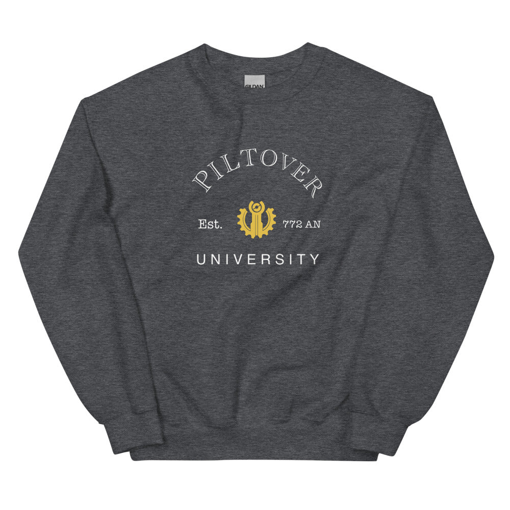 Piltover University | Unisex Sweatshirt | League of Legends Threads and Thistles Inventory Dark Heather S 