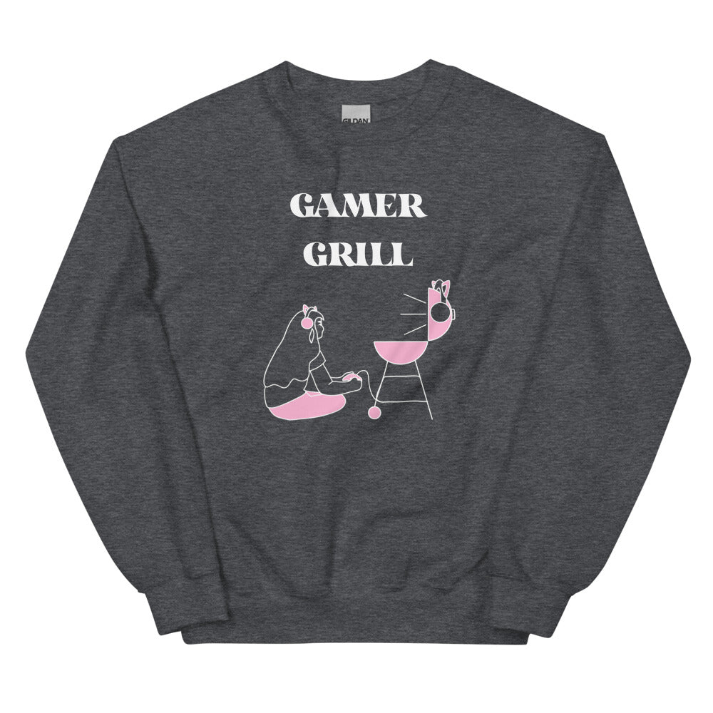 Gamer Grill | Unisex Sweatshirt | Feminist Gamer Threads and Thistles Inventory Dark Heather S
