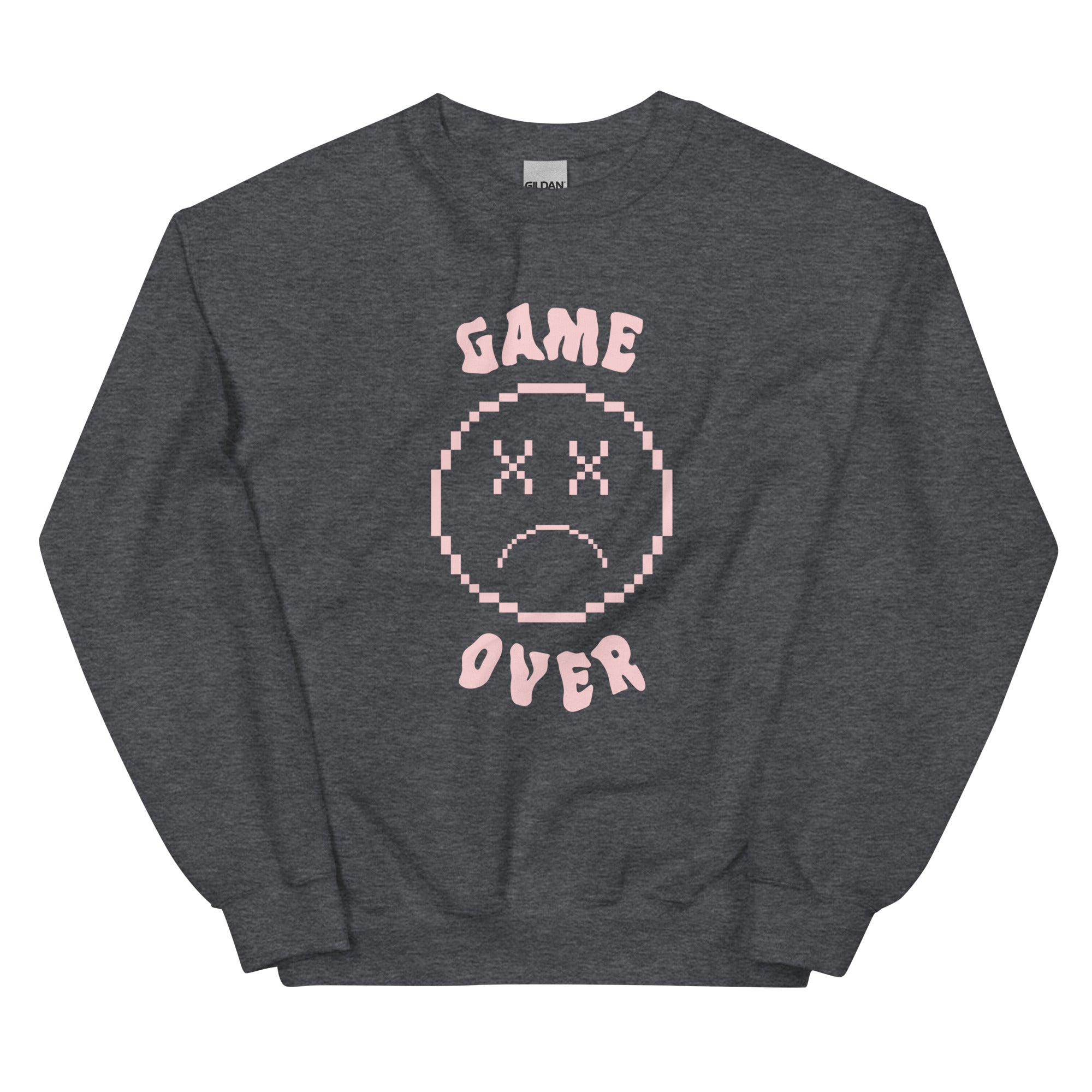 Game Over Smiley | Unisex Sweatshirt Threads and Thistles Inventory Dark Heather S