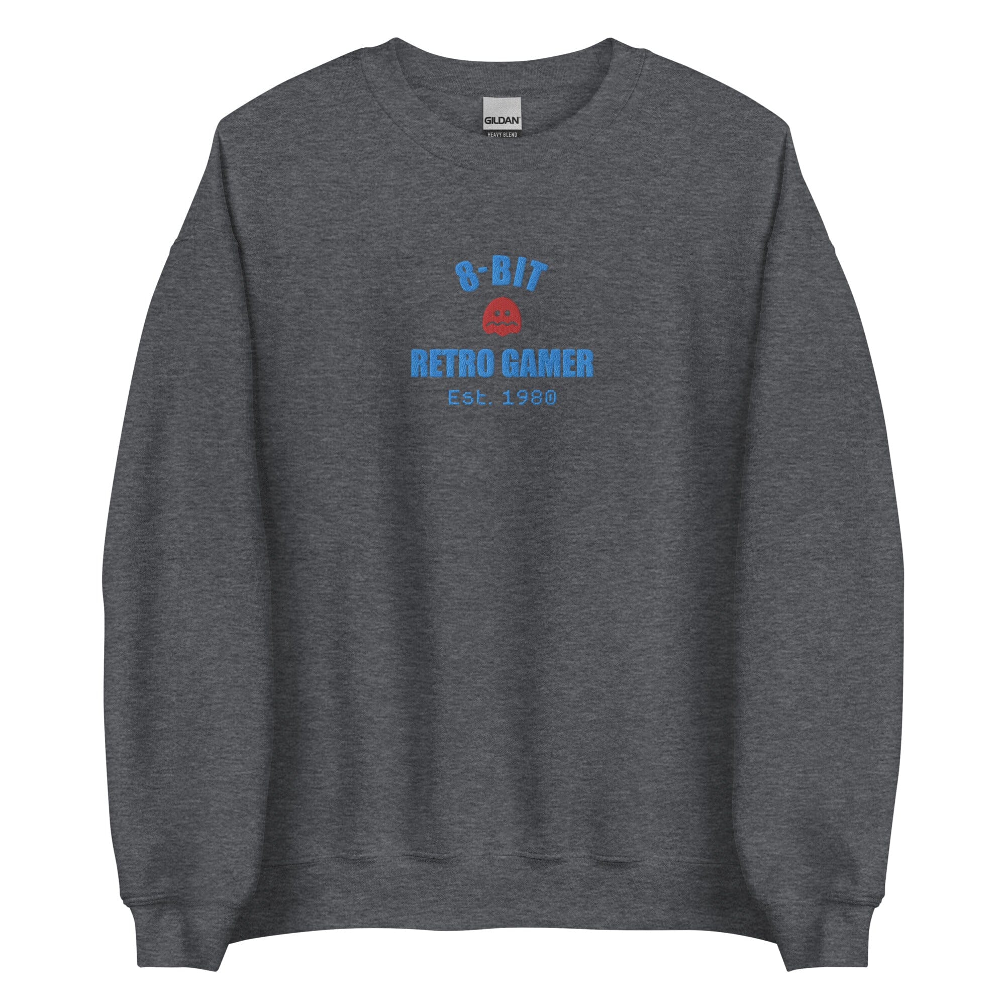 8-Bit Retro Gamer | Embroidered Unisex Sweatshirt | Retro Gaming Threads & Thistles Inventory Dark Heather S