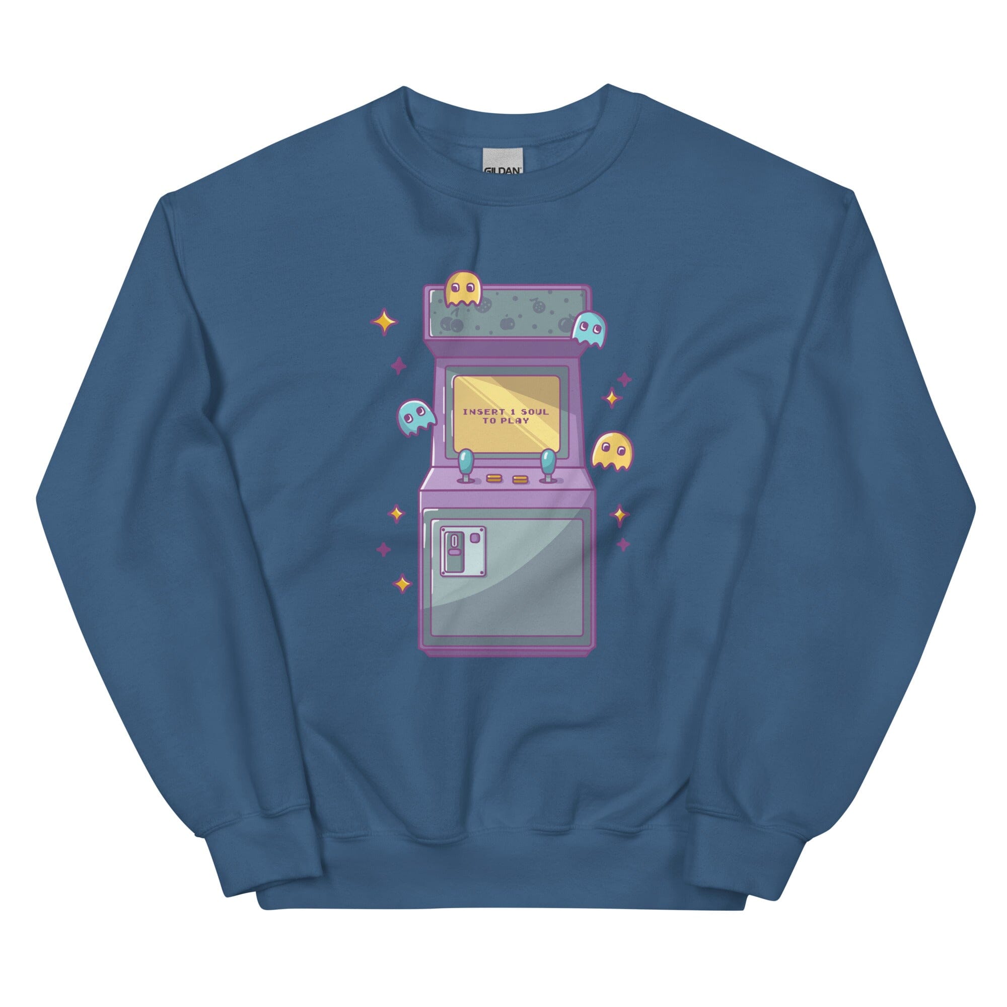 Insert 1 Soul to Play | Unisex Sweatshirt | Retro Gamer Threads & Thistles Inventory Indigo Blue S