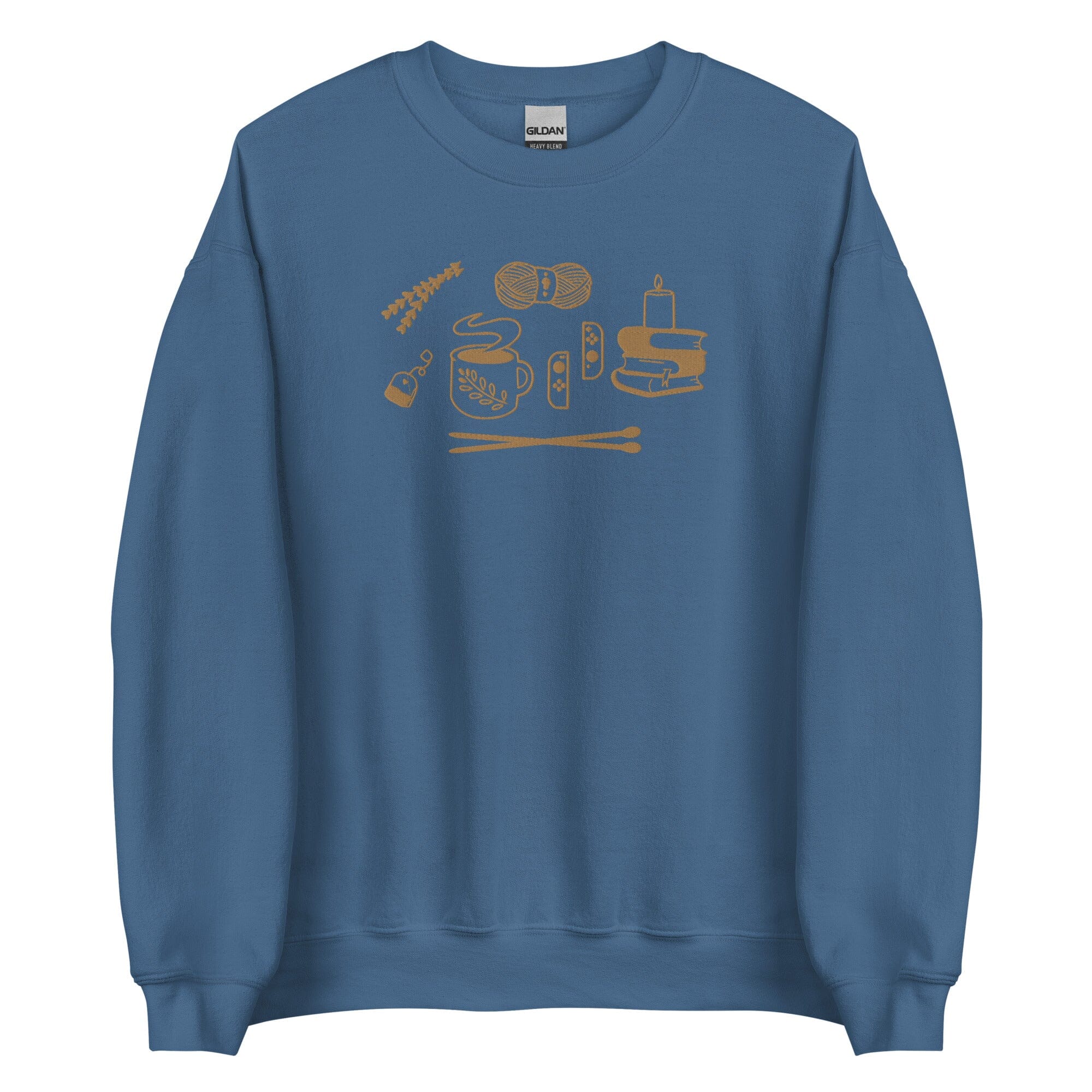 Cozy Hobbies | Embroidered Unisex Sweatshirt | Cozy Gamer Threads & Thistles Inventory Indigo Blue S