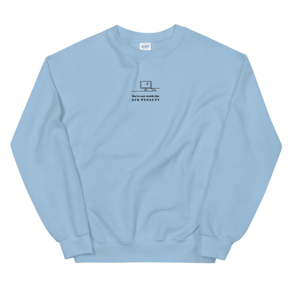 AFK Penalty | Embroidered Unisex Sweatshirt | FPS/TPS Threads and Thistles Inventory Light Blue S