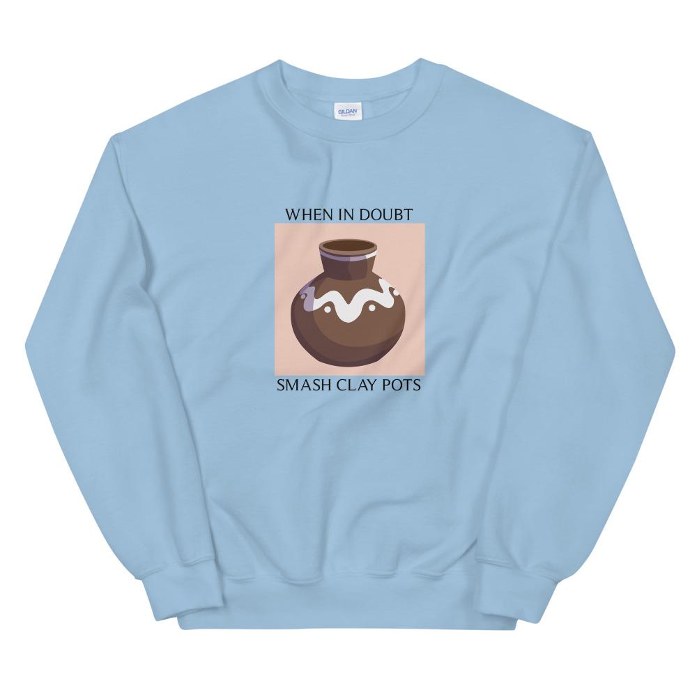 Smash Clay Pots | Unisex Sweatshirt | The Legend of Zelda Threads and Thistles Inventory Light Blue S
