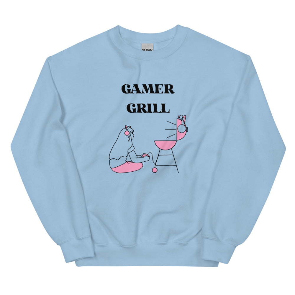 Gamer Grill | Unisex Sweatshirt | Feminist Gamer Threads and Thistles Inventory Light Blue S
