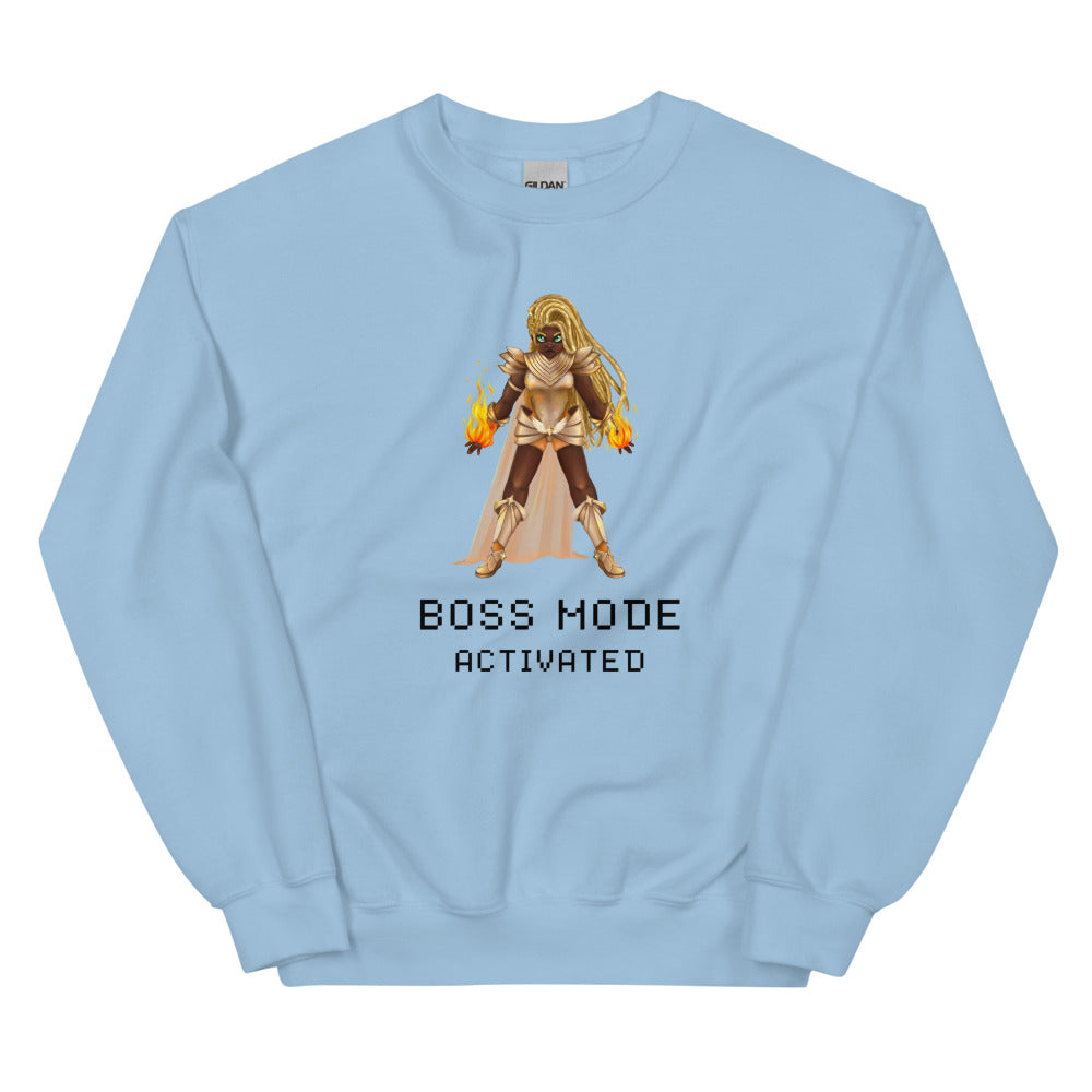 Boss Mode | Unisex Sweatshirt | Feminist Gamer Threads and Thistles Inventory Light Blue S