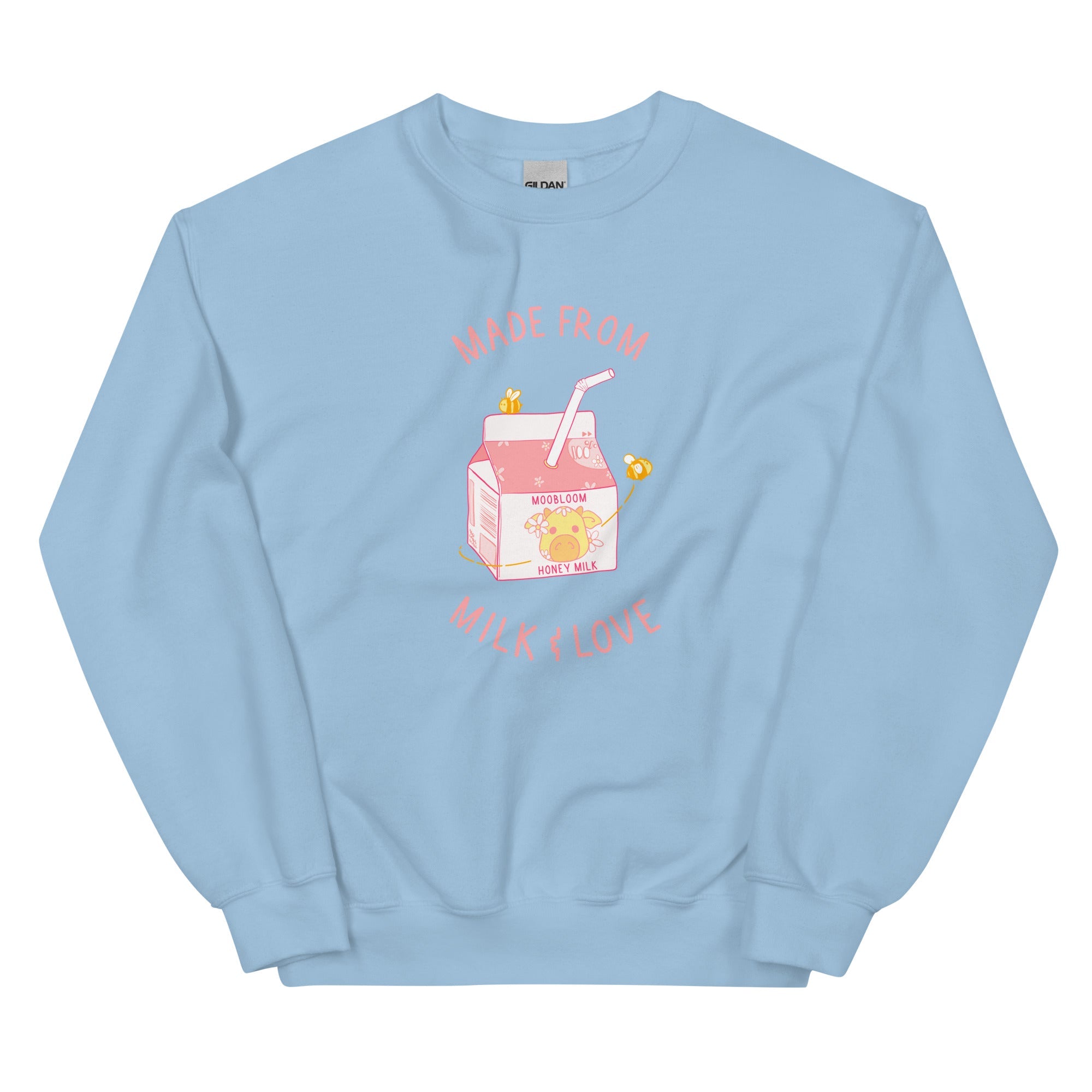 Milk and Love | Unisex Sweatshirt | Minecraft Threads and Thistles Inventory Light Blue S
