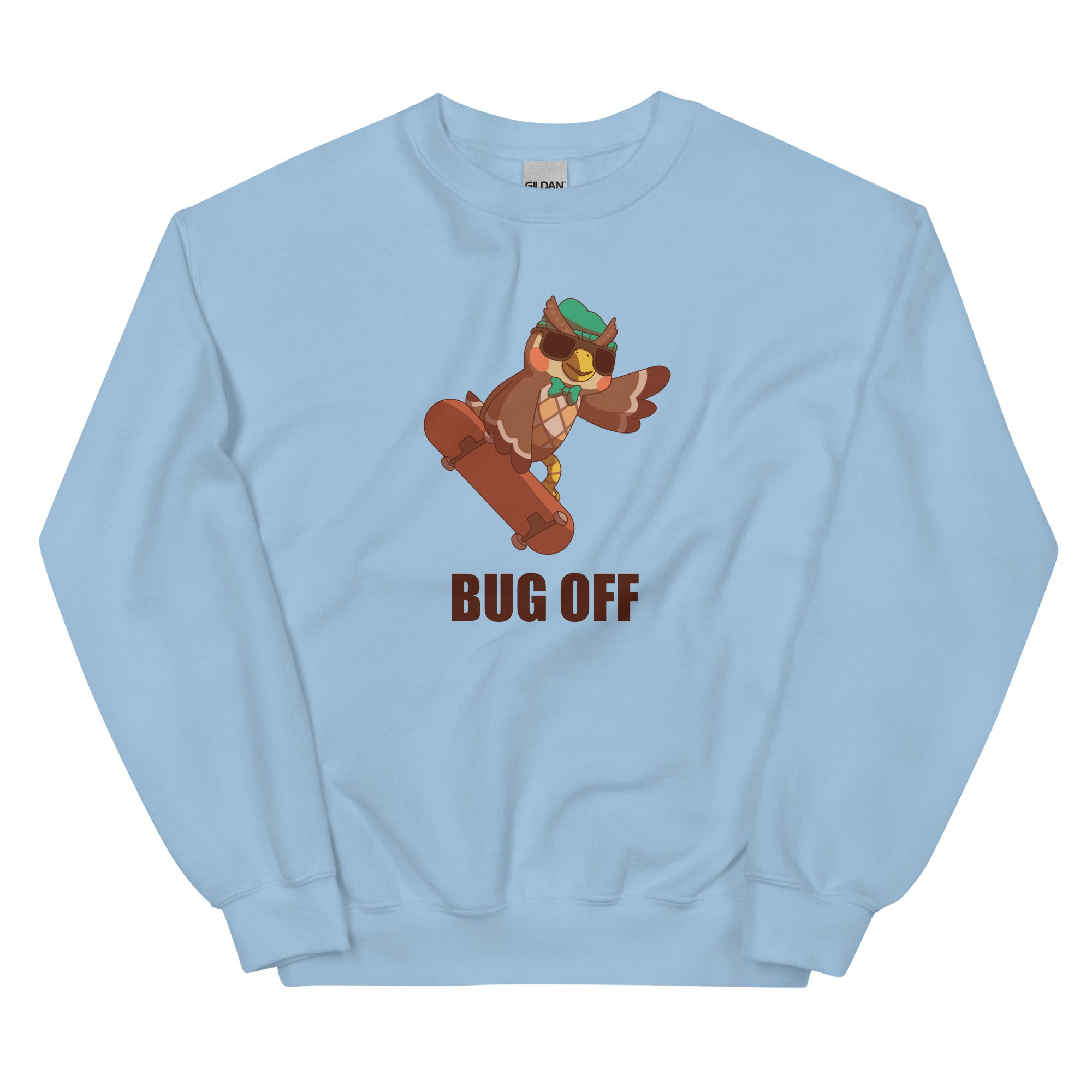 Bug Off | Unisex Sweatshirt | Animal Crossing Threads and Thistles Inventory Light Blue S