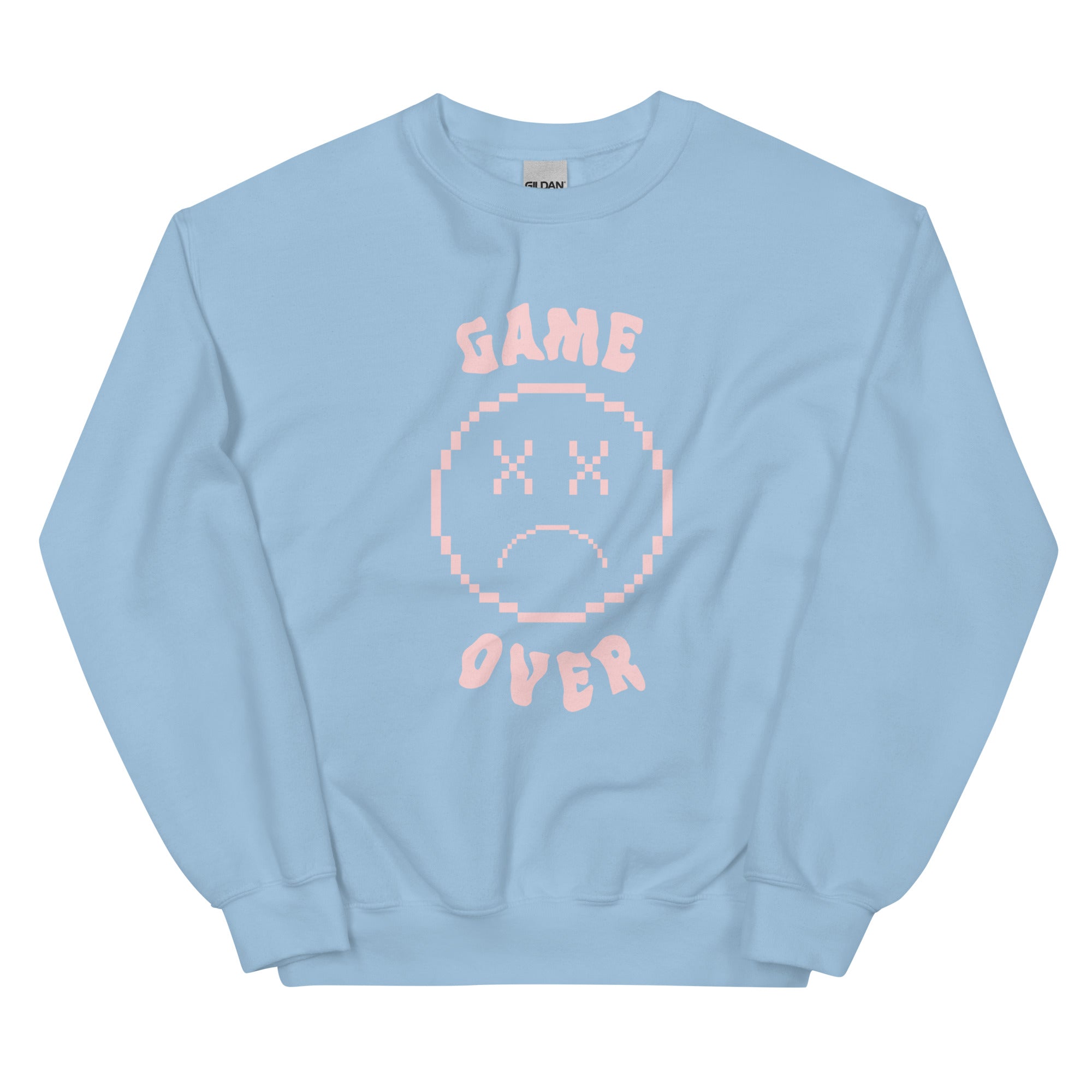 Game Over Smiley | Unisex Sweatshirt Threads and Thistles Inventory Light Blue S