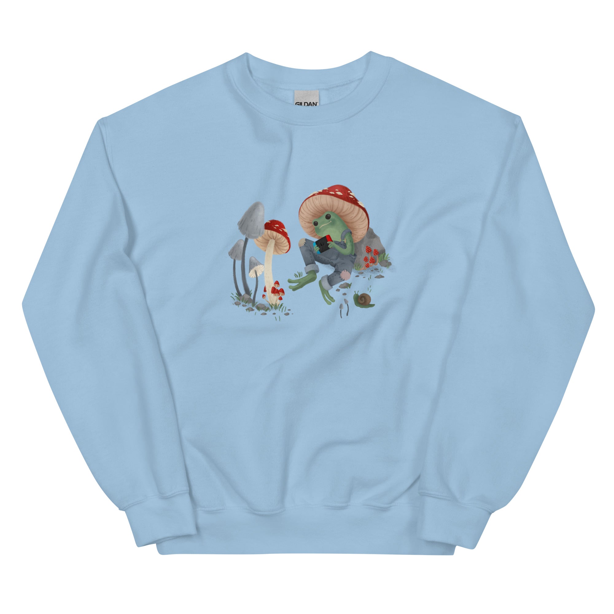 Cottagecore Frog | Unisex Sweatshirt | Cozy Gamer Threads and Thistles Inventory Light Blue S