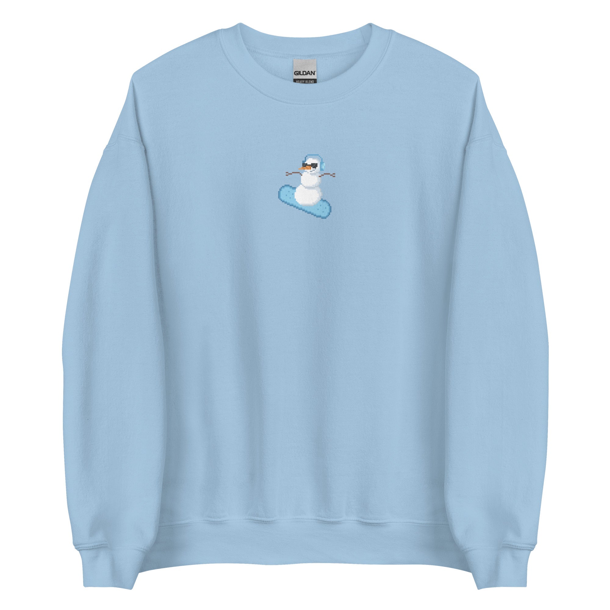 Pixel Snowman | Christmas Unisex Sweatshirt Threads & Thistles Inventory Light Blue S