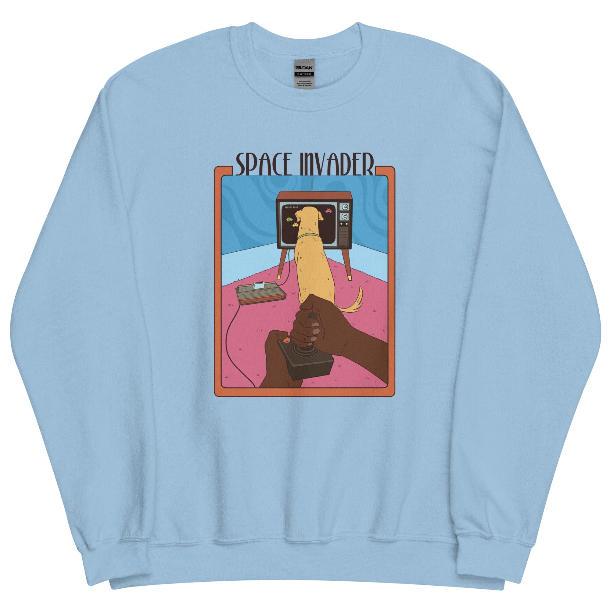Space Invader | Unisex Sweatshirt | Retro Gaming Threads & Thistles Inventory Light Blue S