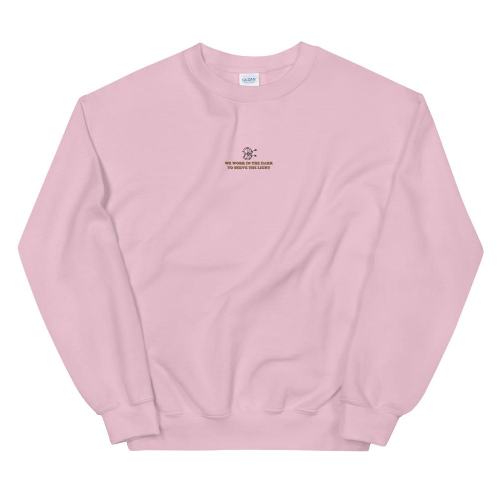 Serve the Light | Embroidered Unisex Sweatshirt | Assassin's Creed Threads and Thistles Inventory Light Pink S