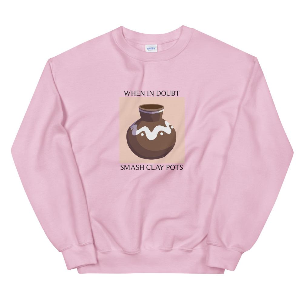 Smash Clay Pots | Unisex Sweatshirt | The Legend of Zelda Threads and Thistles Inventory Light Pink S