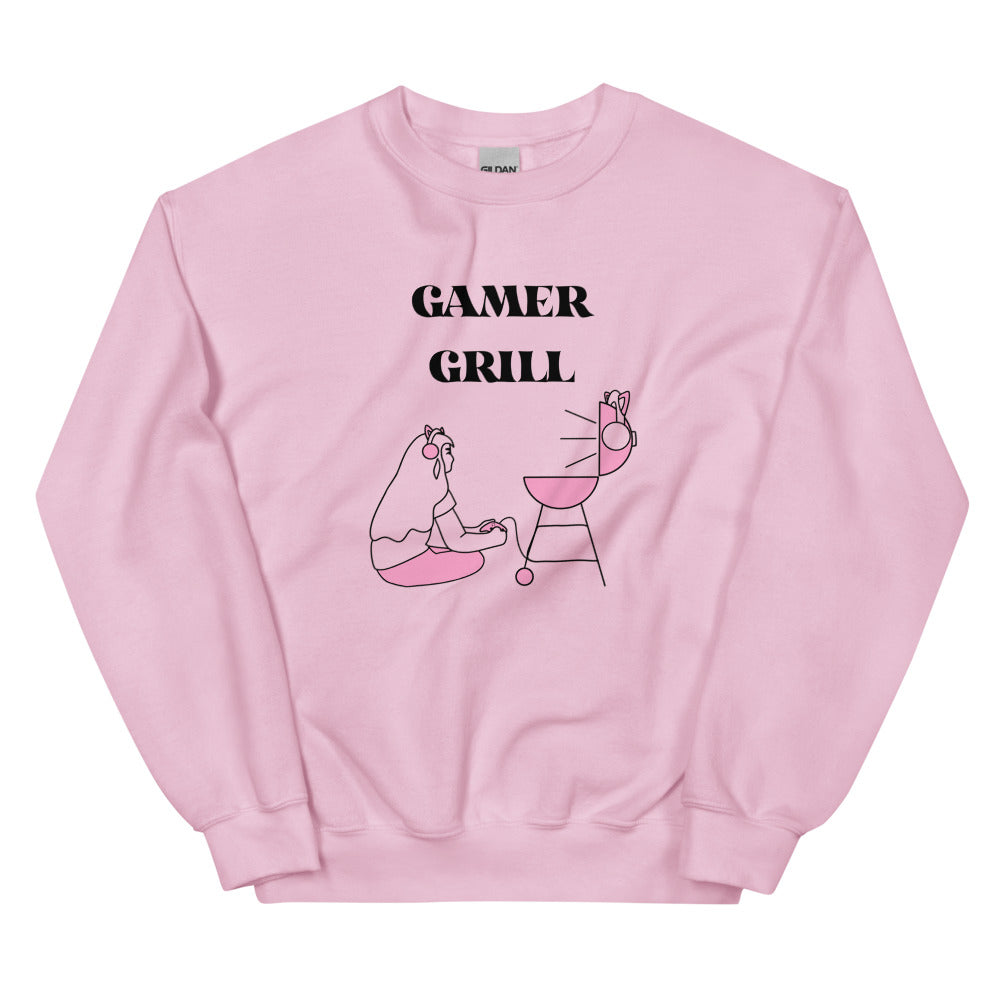 Gamer Grill | Unisex Sweatshirt | Feminist Gamer Threads and Thistles Inventory Light Pink S