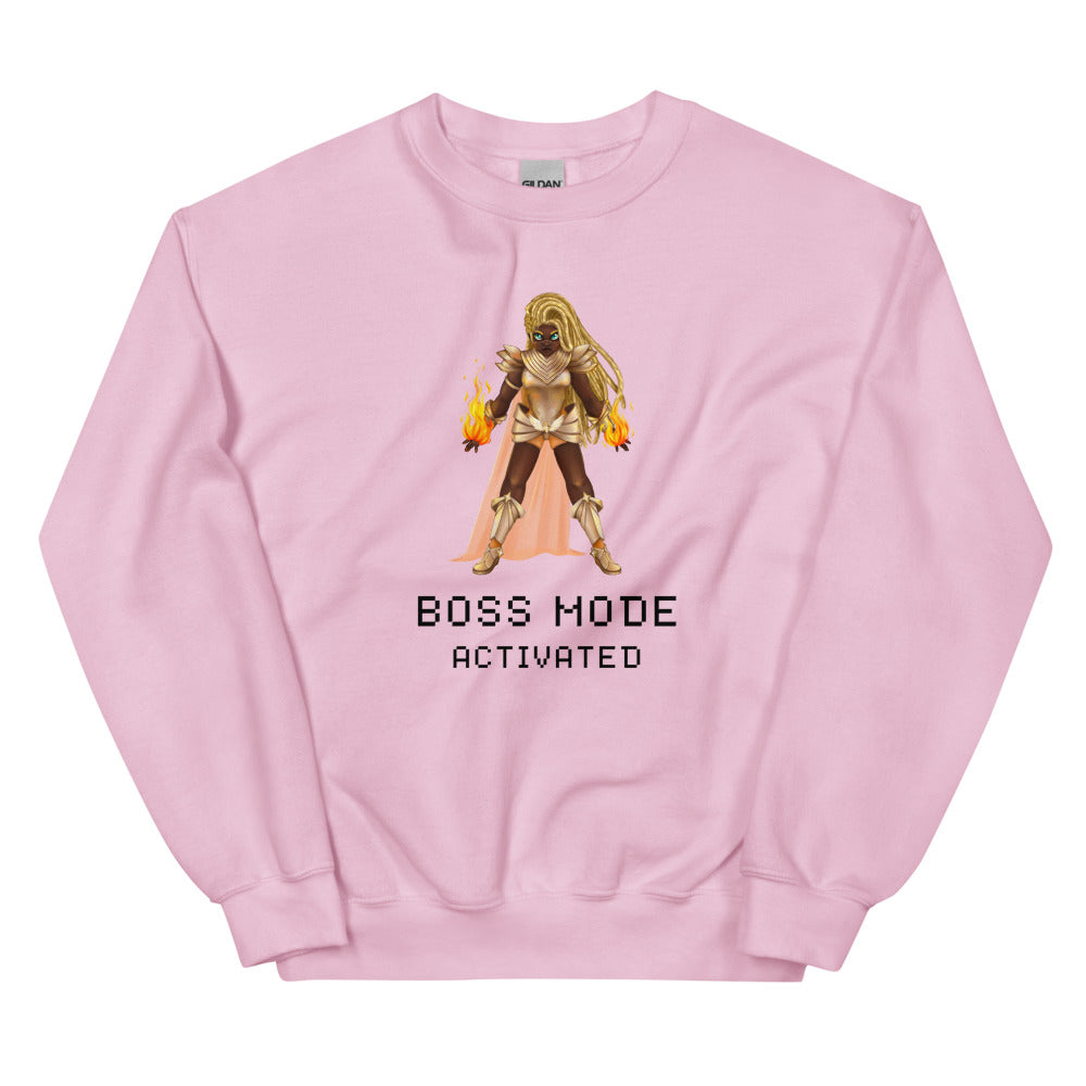 Boss Mode | Unisex Sweatshirt | Feminist Gamer Threads and Thistles Inventory Light Pink S