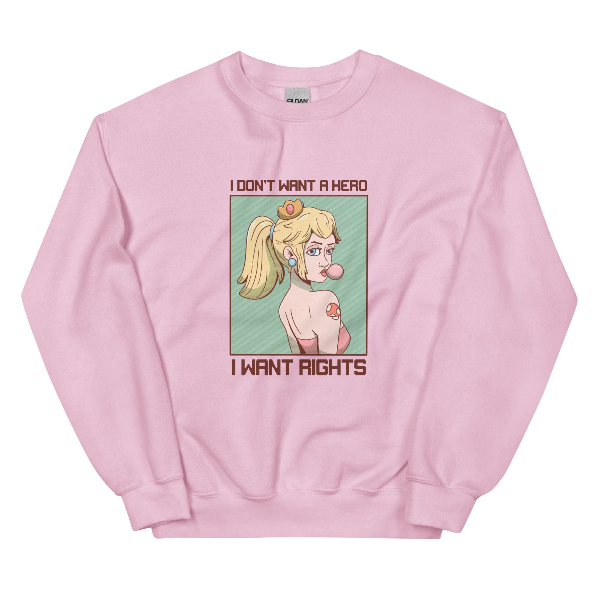 I Want Rights | Unisex Sweatshirt | Feminist Gamer Threads and Thistles Inventory Light Pink S