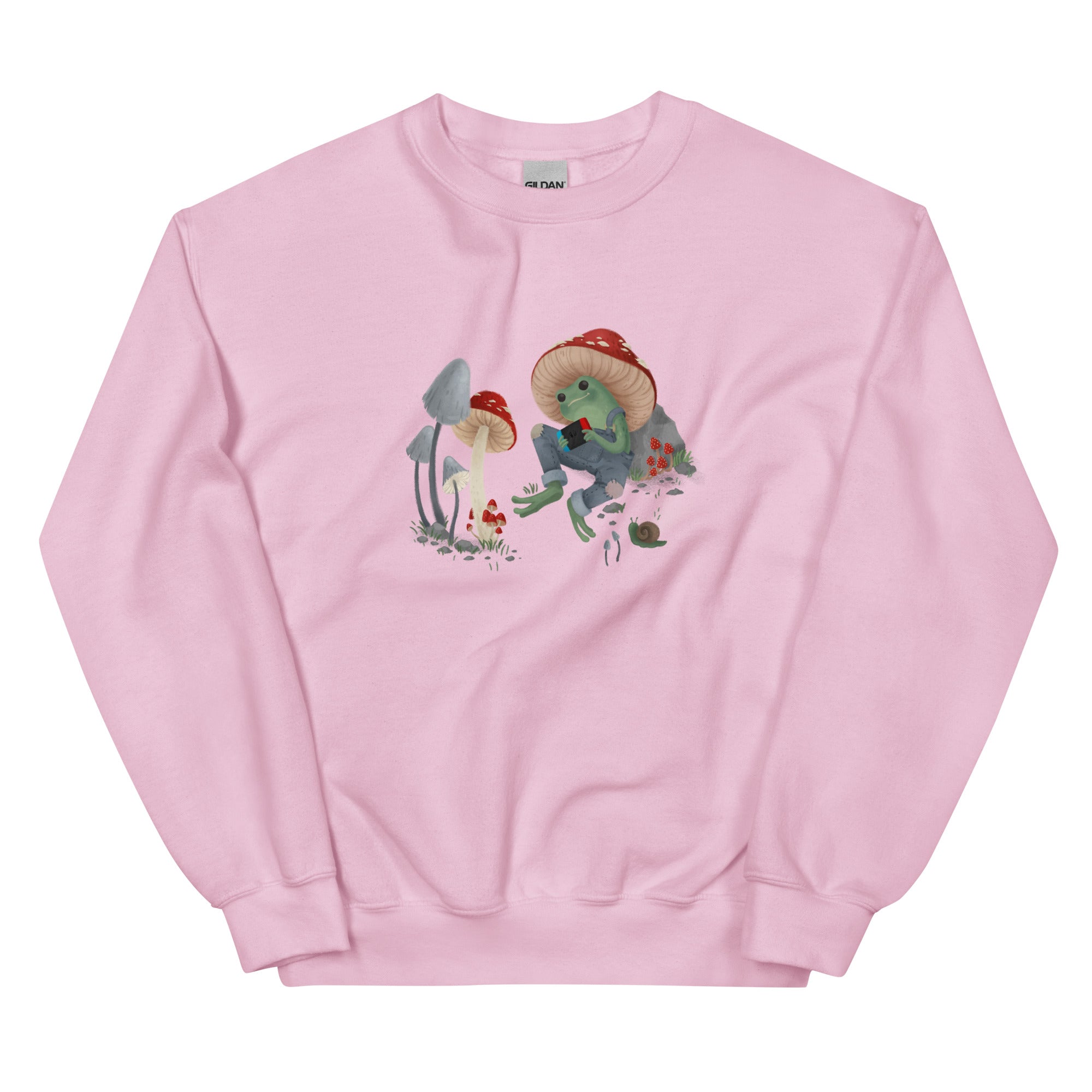 Cottagecore Frog | Unisex Sweatshirt | Cozy Gamer Threads and Thistles Inventory Light Pink S