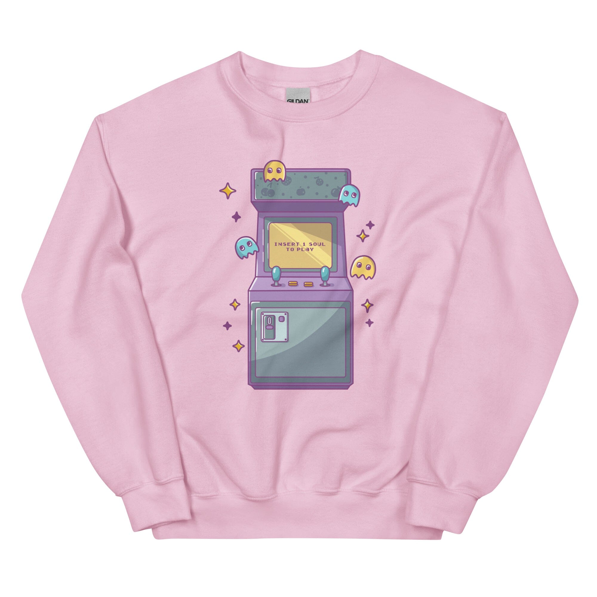 Insert 1 Soul to Play | Unisex Sweatshirt | Retro Gamer Threads & Thistles Inventory Light Pink S