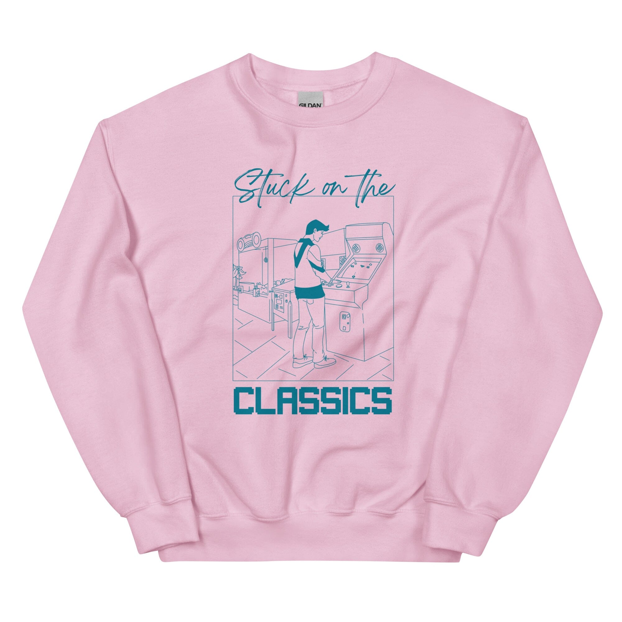 Stuck on the Classics | Unisex Sweatshirt | Retro Gaming Threads & Thistles Inventory Light Pink S