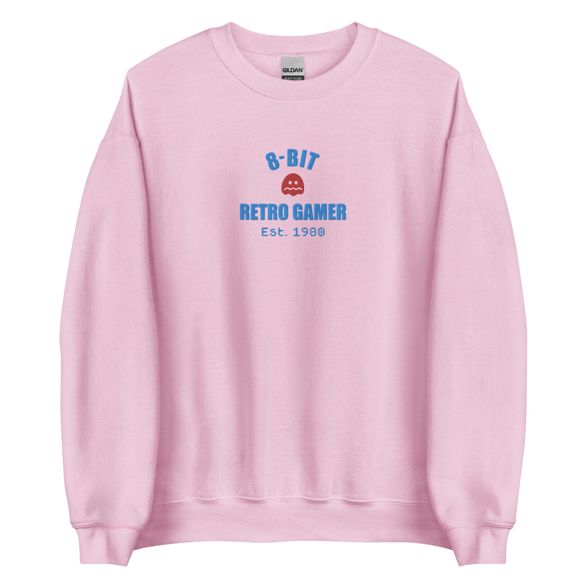 8-Bit Retro Gamer | Embroidered Unisex Sweatshirt | Retro Gaming Threads & Thistles Inventory Light Pink S