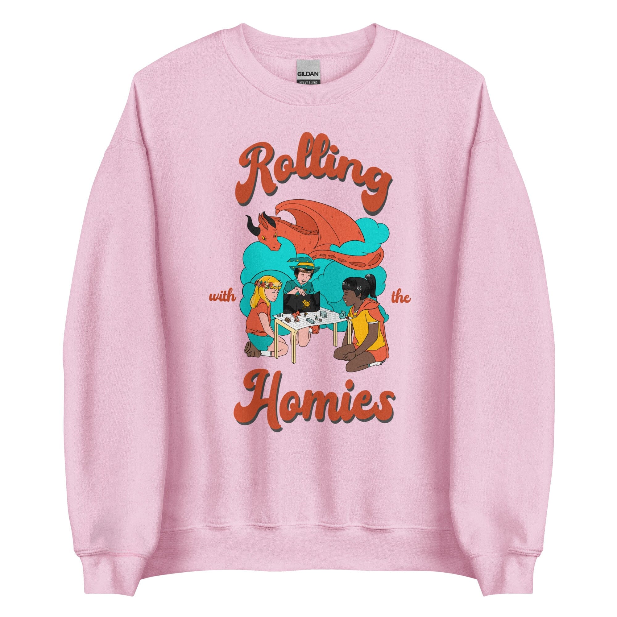 Rolling with the Homies | Unisex Sweatshirt | Retro Gaming Threads & Thistles Inventory Light Pink S