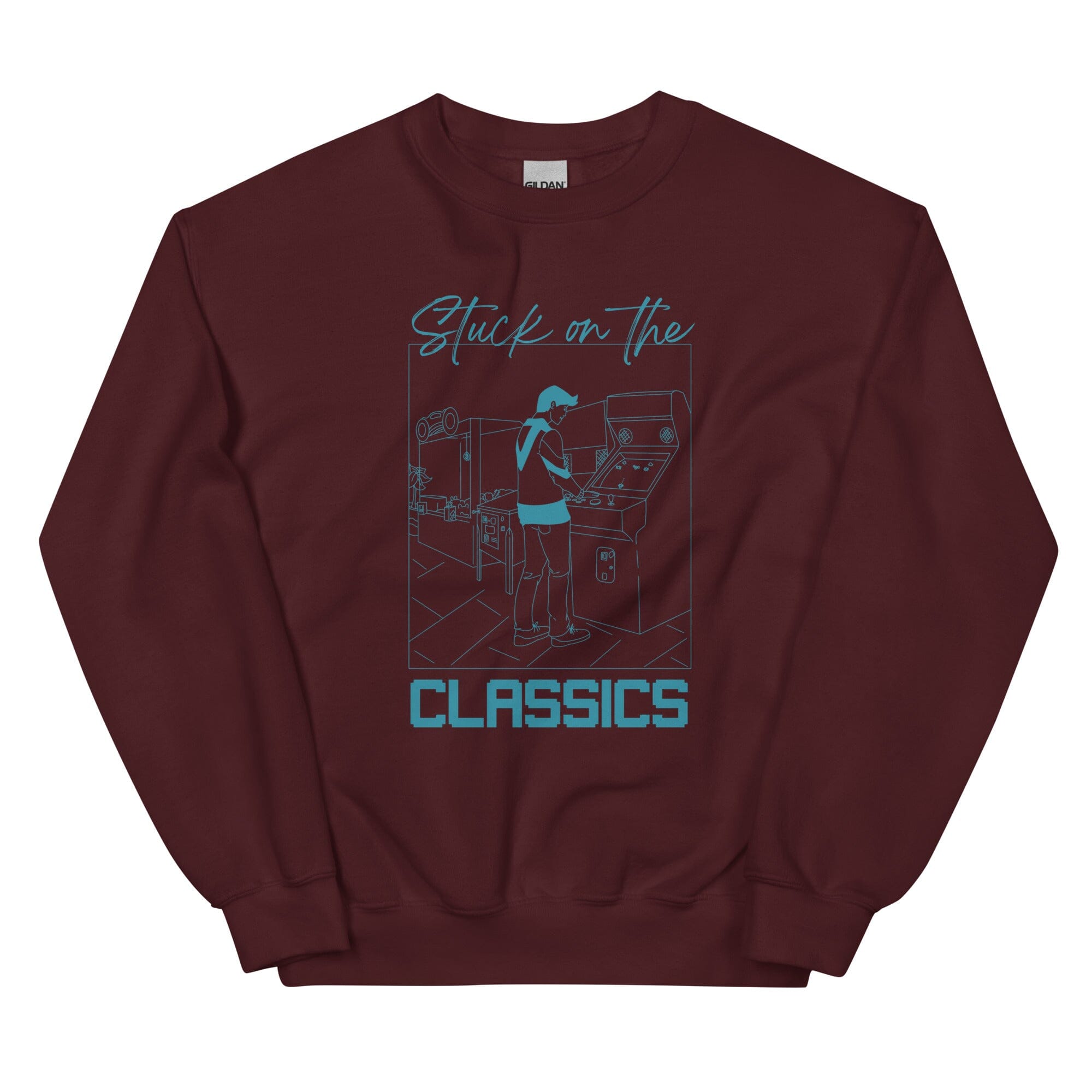 Stuck on the Classics | Unisex Sweatshirt | Retro Gaming Threads & Thistles Inventory Maroon S