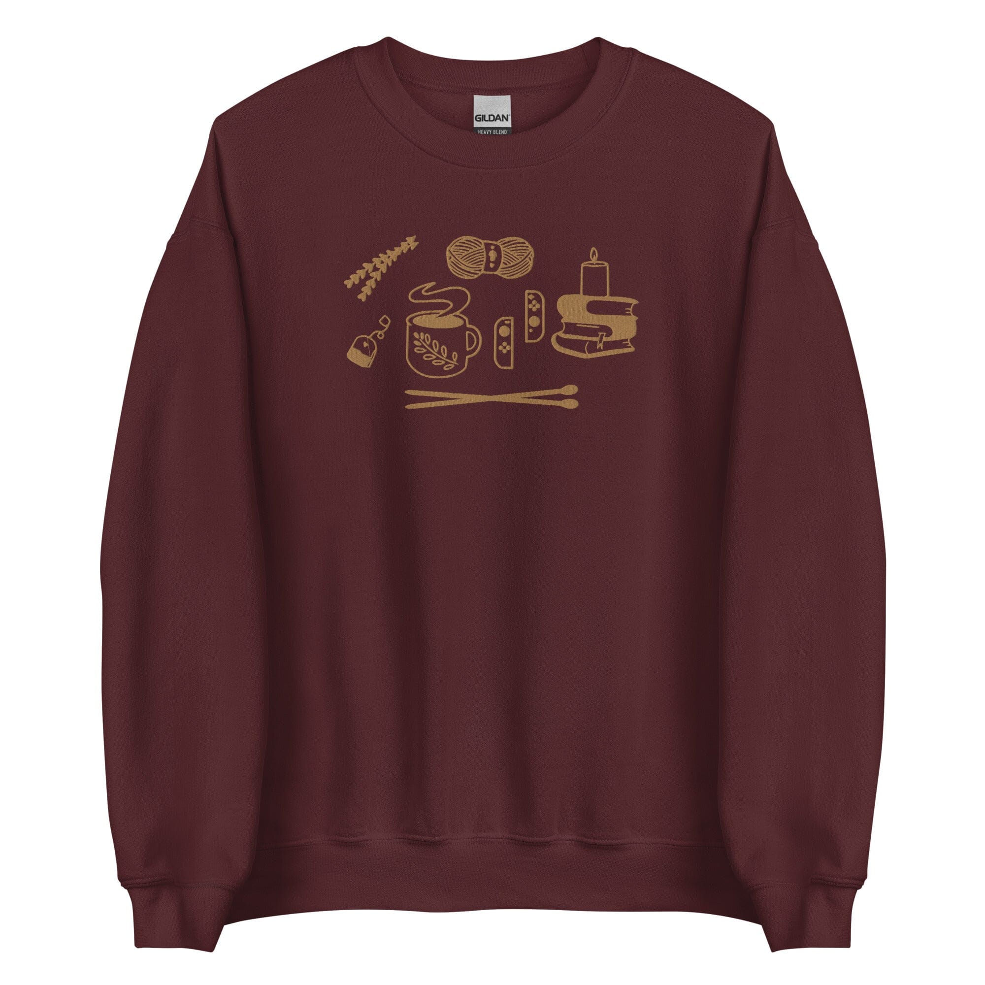 Cozy Hobbies | Embroidered Unisex Sweatshirt | Cozy Gamer Threads & Thistles Inventory Maroon S