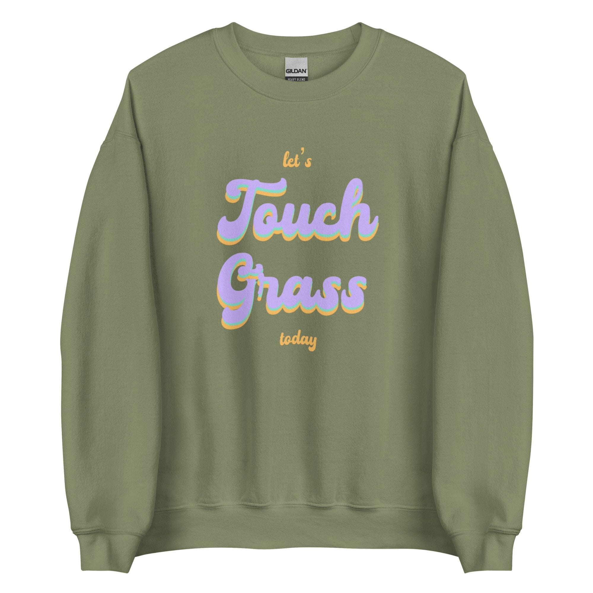 Touch Grass | Unisex Sweatshirt | Gamer Affirmations Threads & Thistles Inventory Military Green S