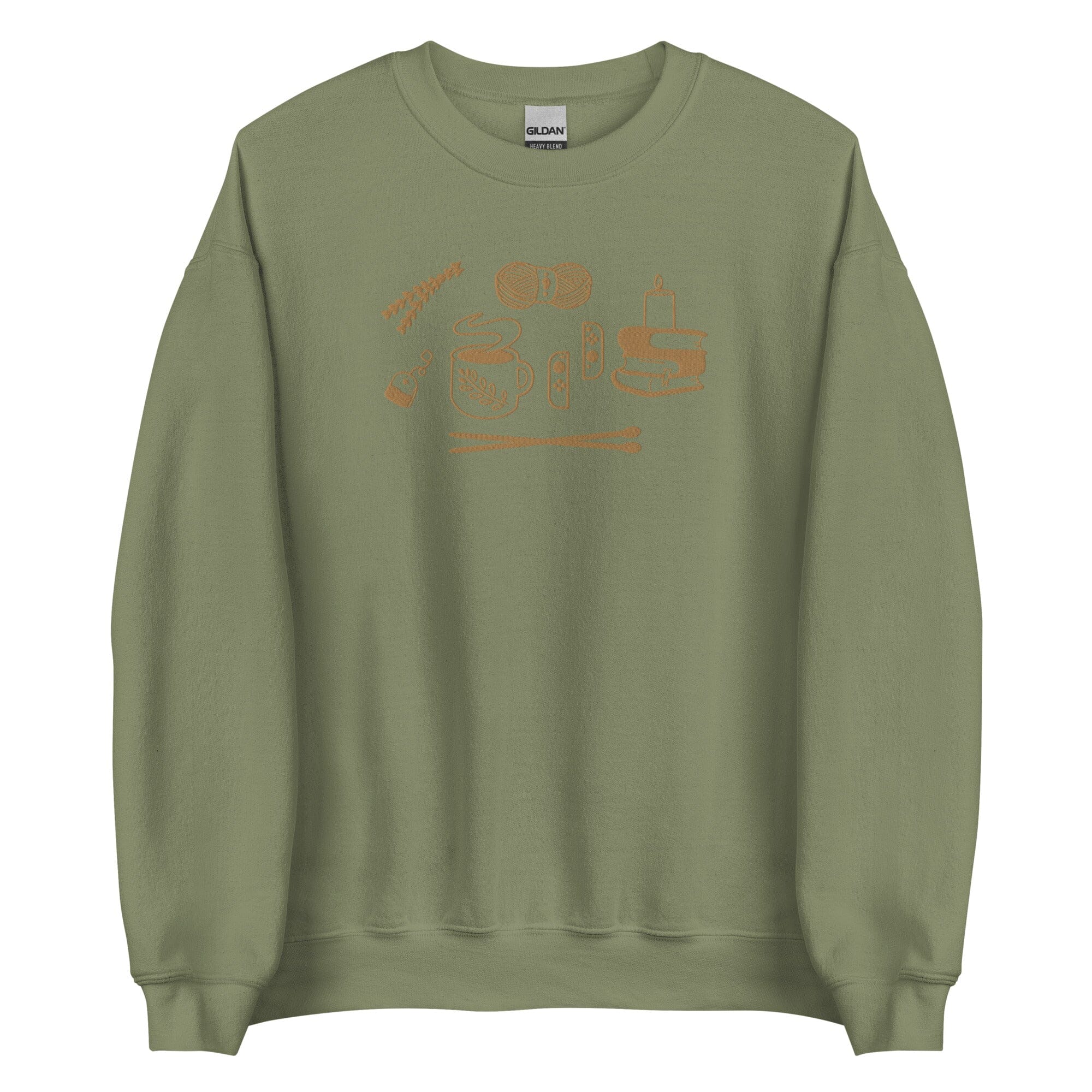 Cozy Hobbies | Embroidered Unisex Sweatshirt | Cozy Gamer Threads & Thistles Inventory Military Green S