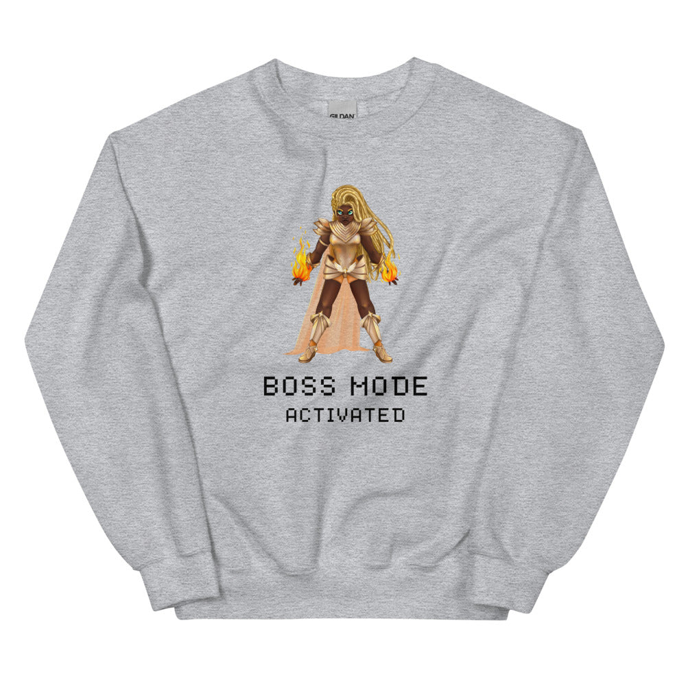 Boss Mode | Unisex Sweatshirt | Feminist Gamer Threads and Thistles Inventory Sport Grey S