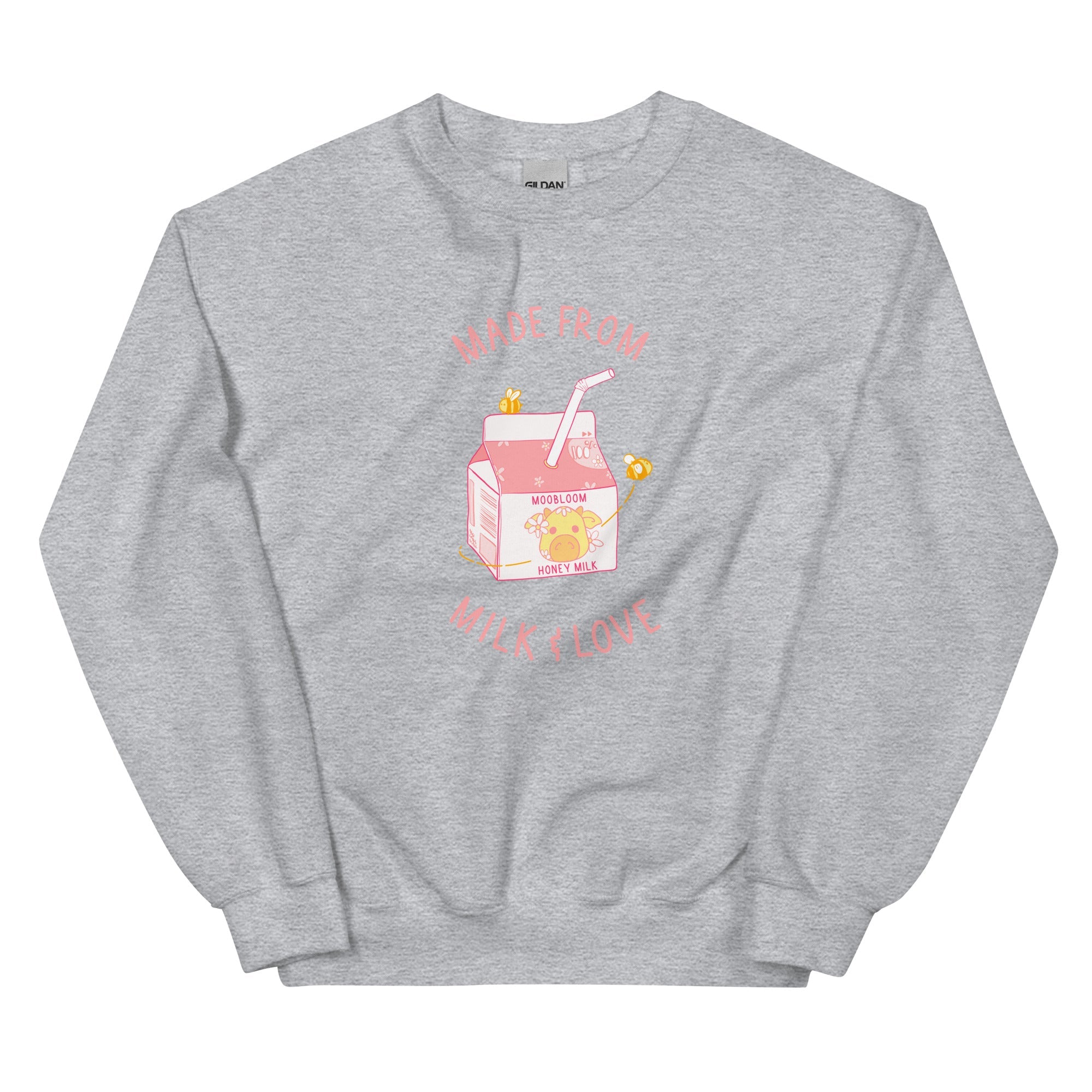 Milk and Love | Unisex Sweatshirt | Minecraft Threads and Thistles Inventory Sport Grey S